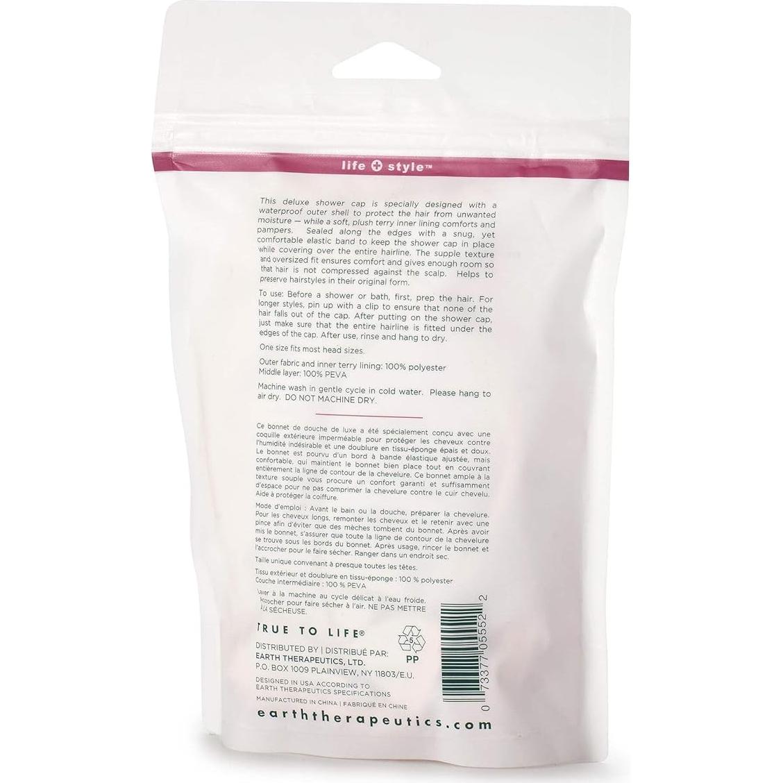 Gorro de Ducha Deluxe Earth Therapeutics - Impermeable y Suave