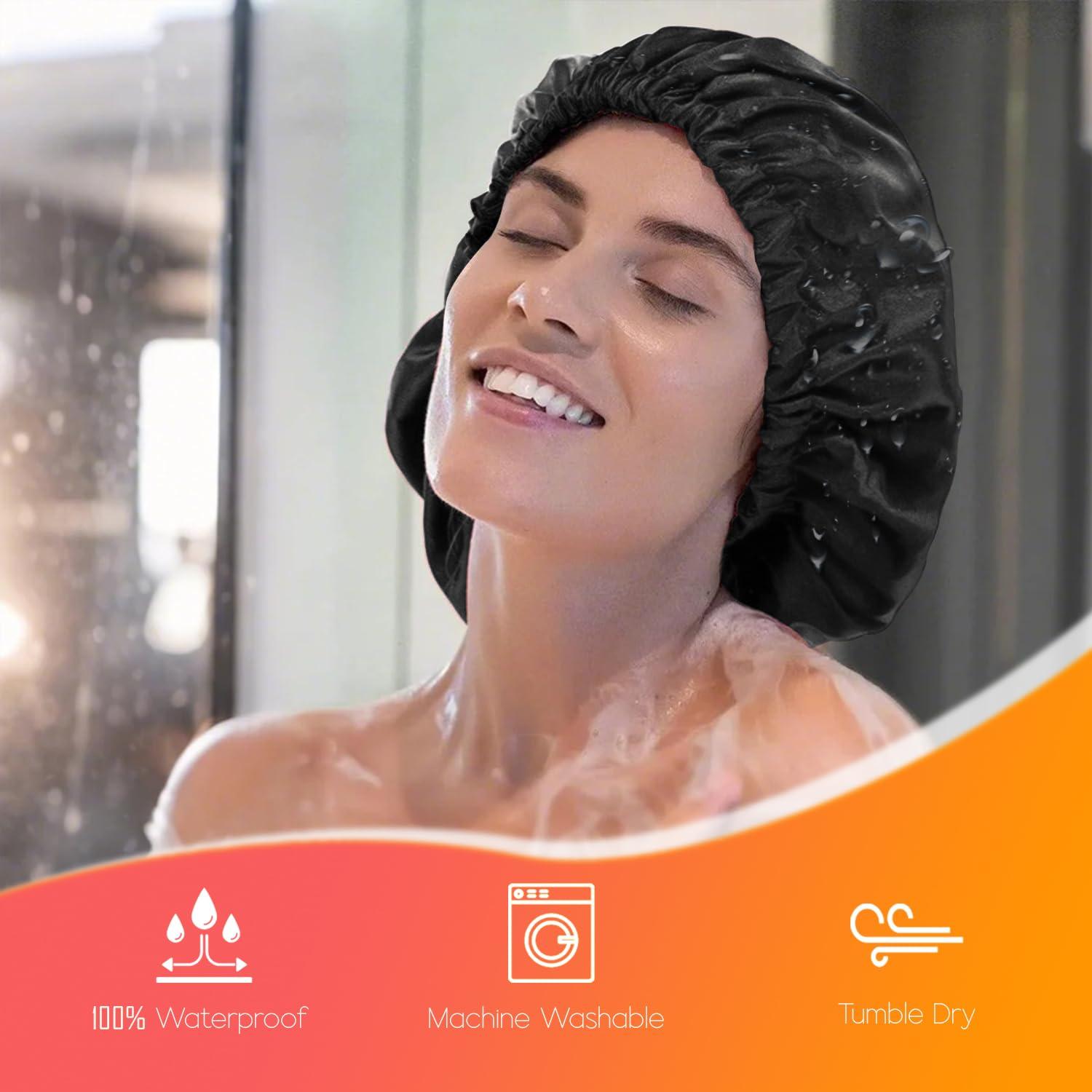 Gorro de Ducha Impermeable de Seda para Mujeres - Extra Grande