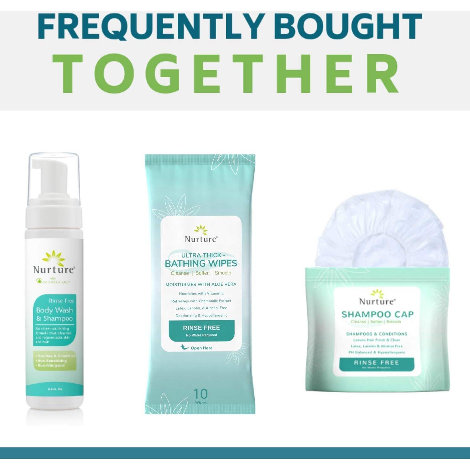 Gorro de Champú Sin Enjuague Nurture 24 Unidades Hipoalergénico