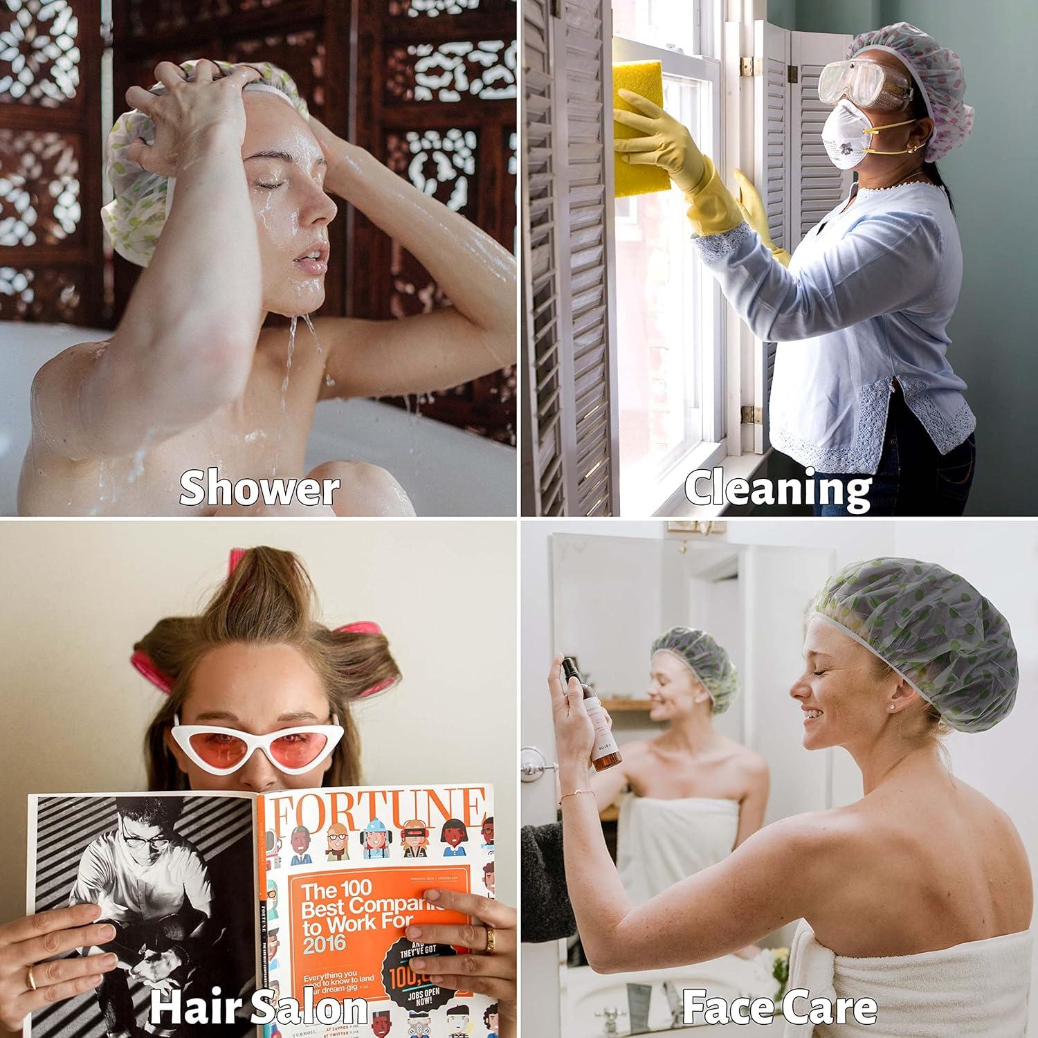 Gorros de Ducha Reutilizables DF - 12 Piezas Impermeables