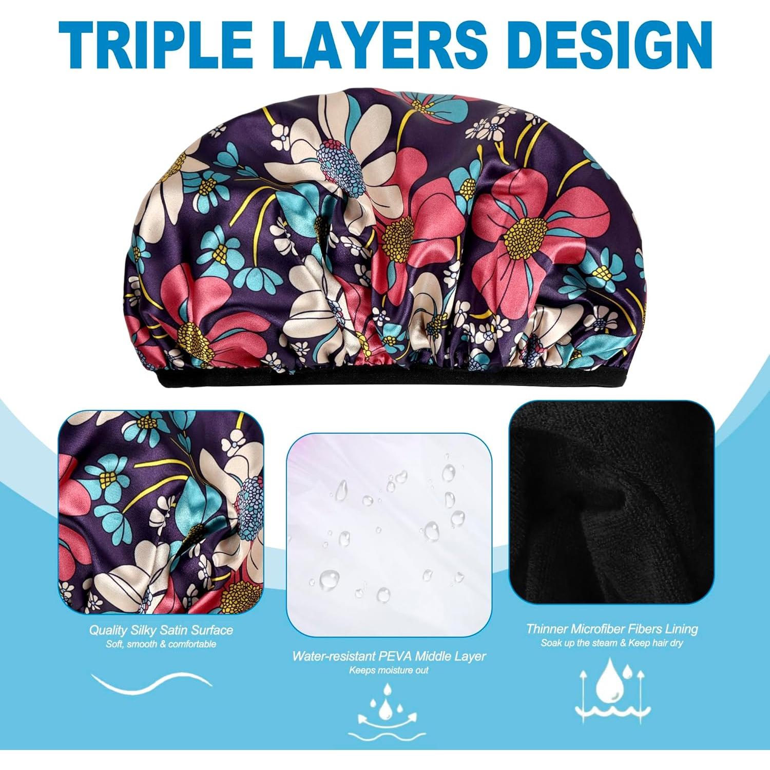 Gorros de Ducha Happtiger 4 PCS Toalla Impermeables Reutilizables