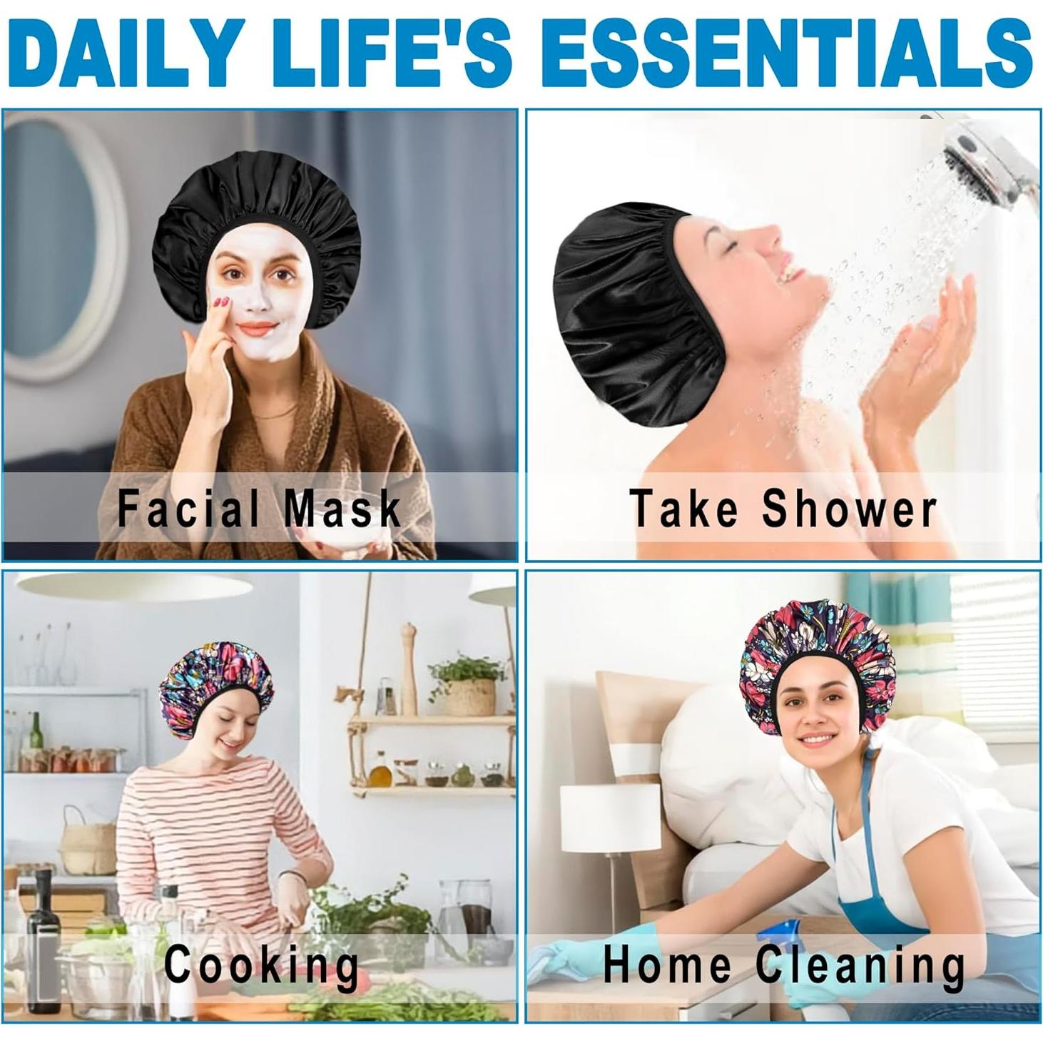 Gorros de Ducha Happtiger 4 PCS Toalla Impermeables Reutilizables