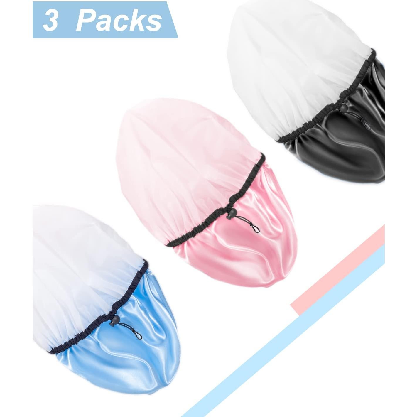 Gorro de Ducha Ajustable Auban Extra Grande Impermeable 3 Piezas