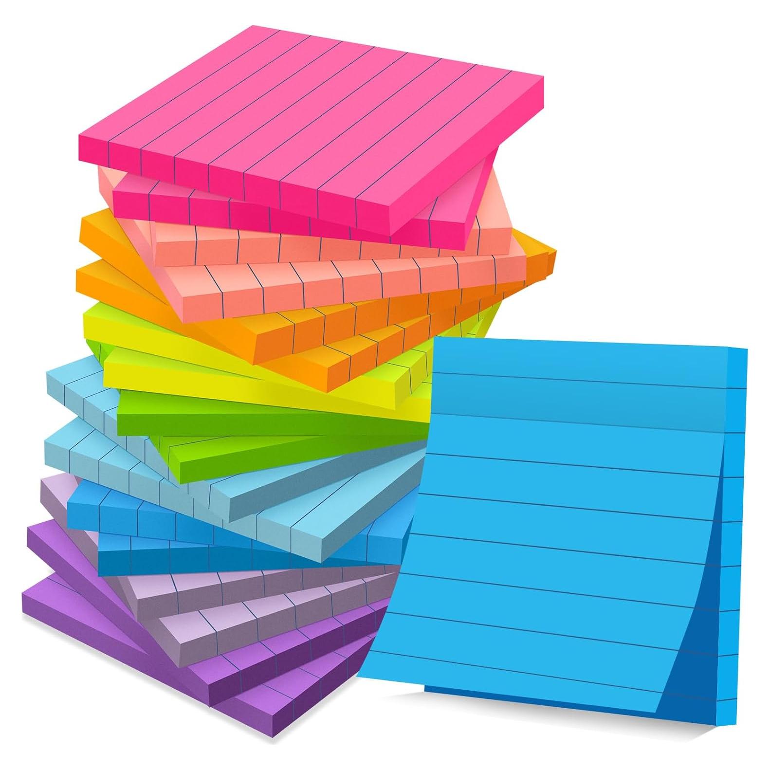 Notas Adhesivas Rayadas YEECOK 3x3" (7.62x7.62 cm) Multicolor