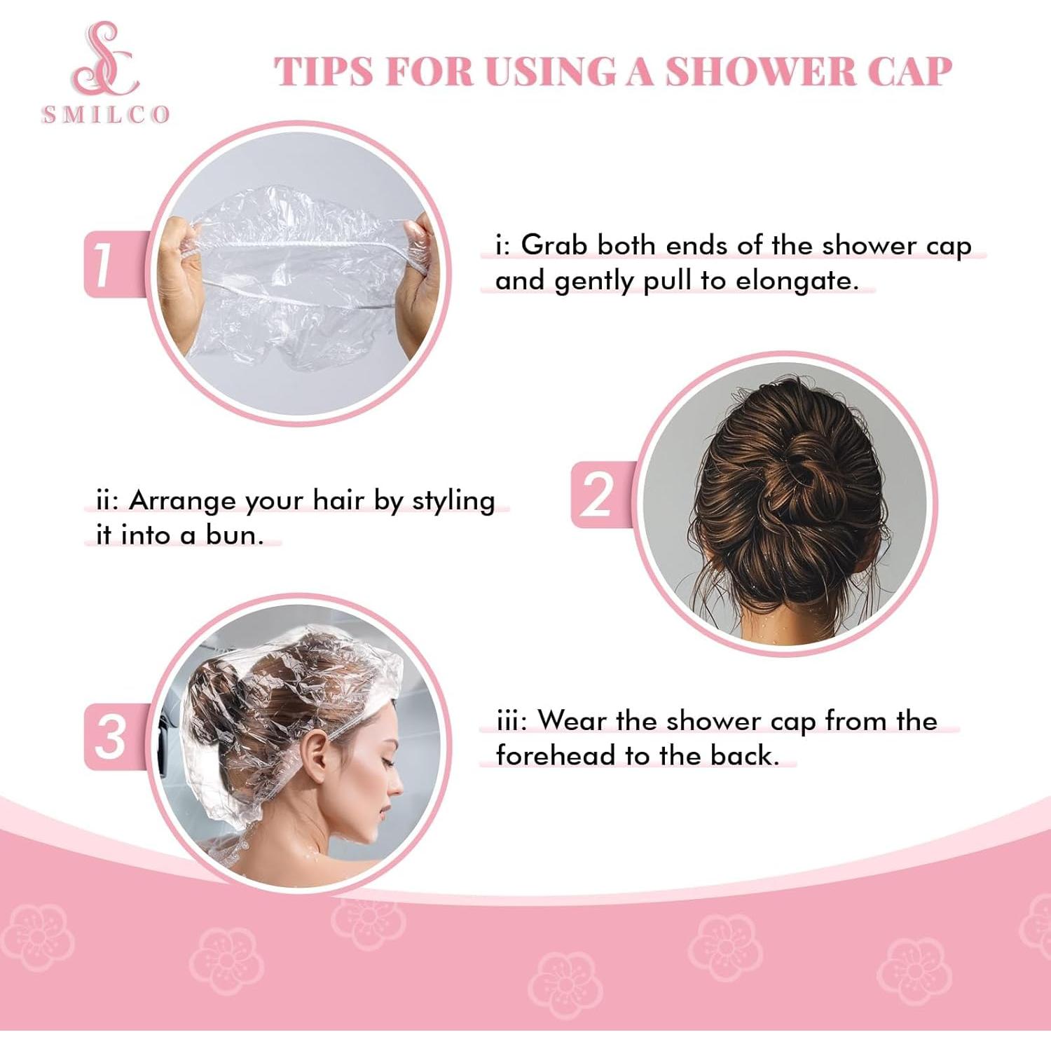 Gorros de Ducha Desechables Smilco 100PCS 51.8cm Impermeables