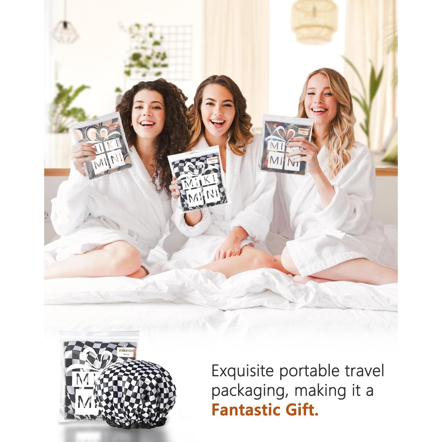 Gorro de Ducha XL Mikimini Cuadrícula Impermeable Reutilizable