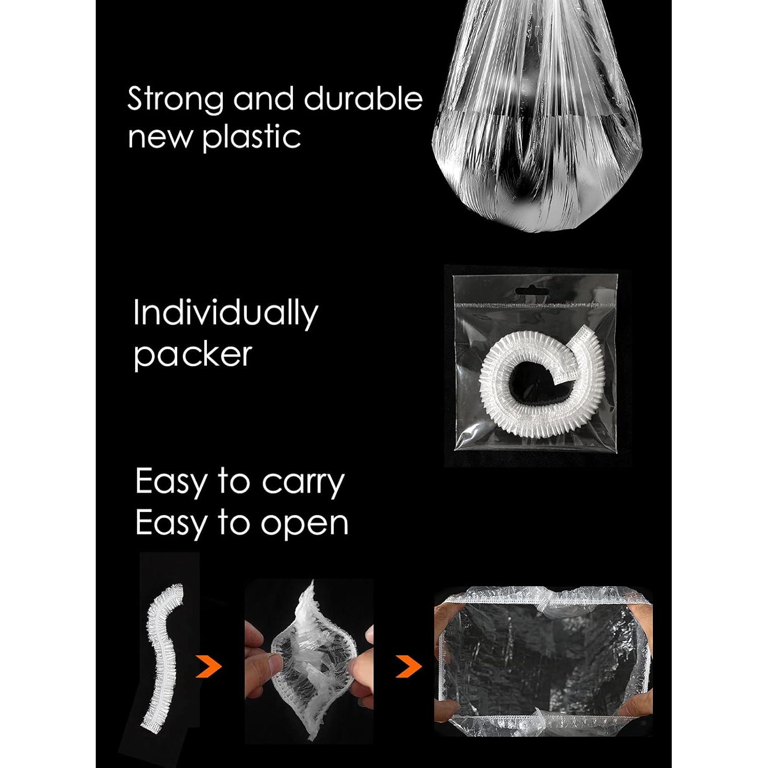 10 Gorros de Ducha Desechables Yuest para Cabello Largo 66cm