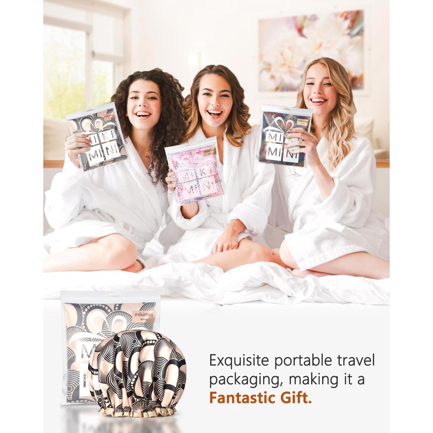 Gorro de Ducha Grande Mikimini Champagne Doble Capa Impermeable