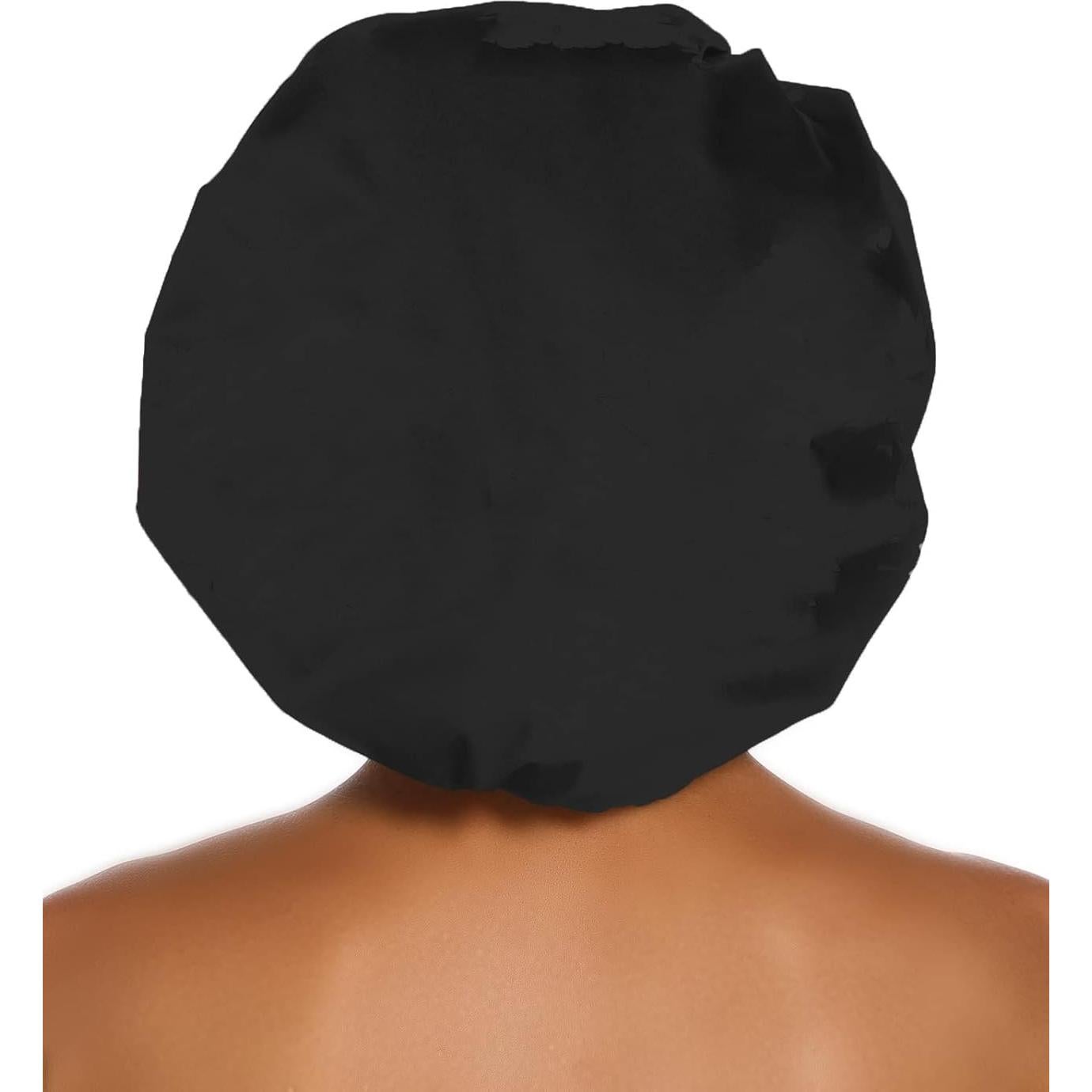 Gorro de Ducha Grande HIUMI Ajustable para Cabello Largo Negro