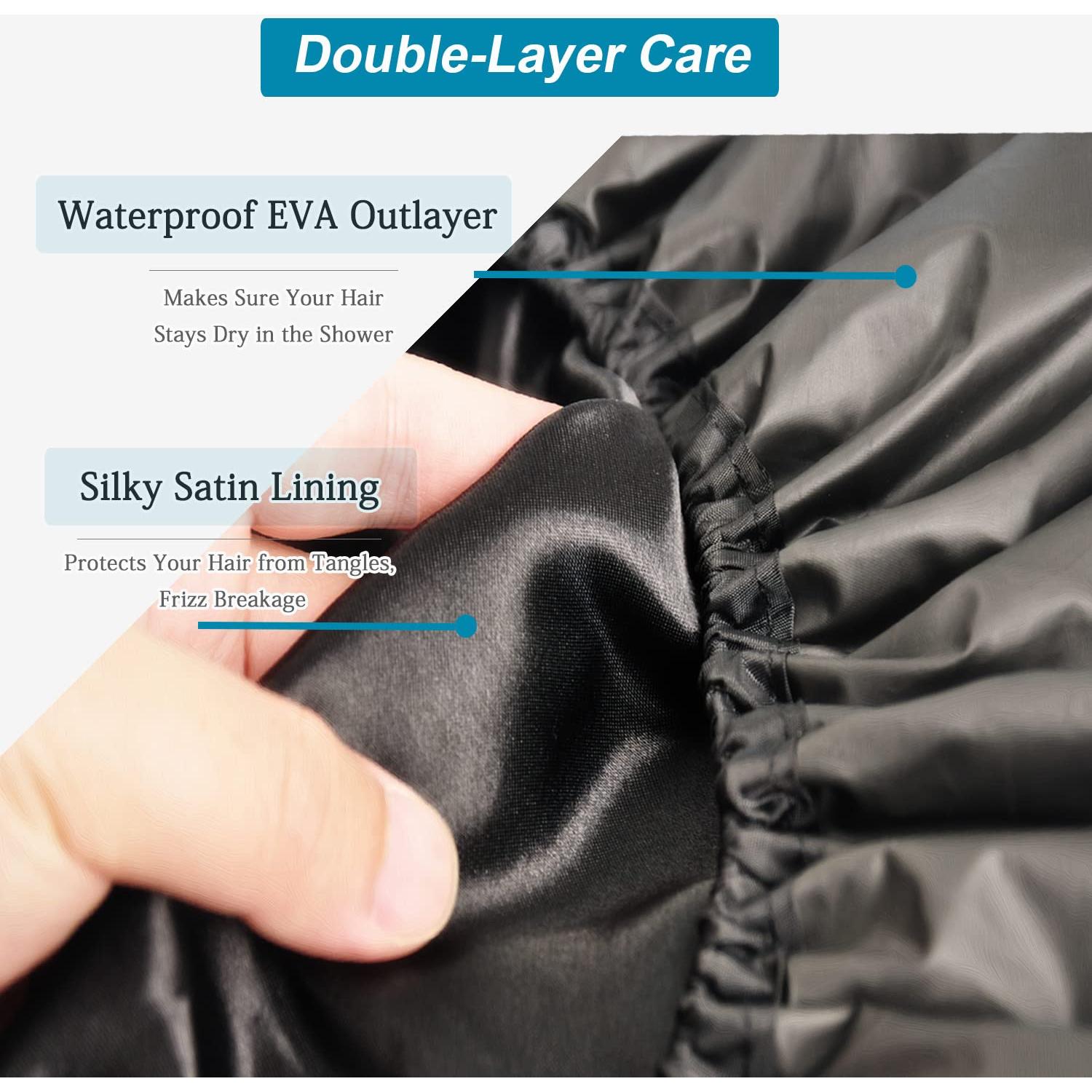 Gorro de Ducha Jumbo Ajustable SHEOMERN XL Impermeable Negro