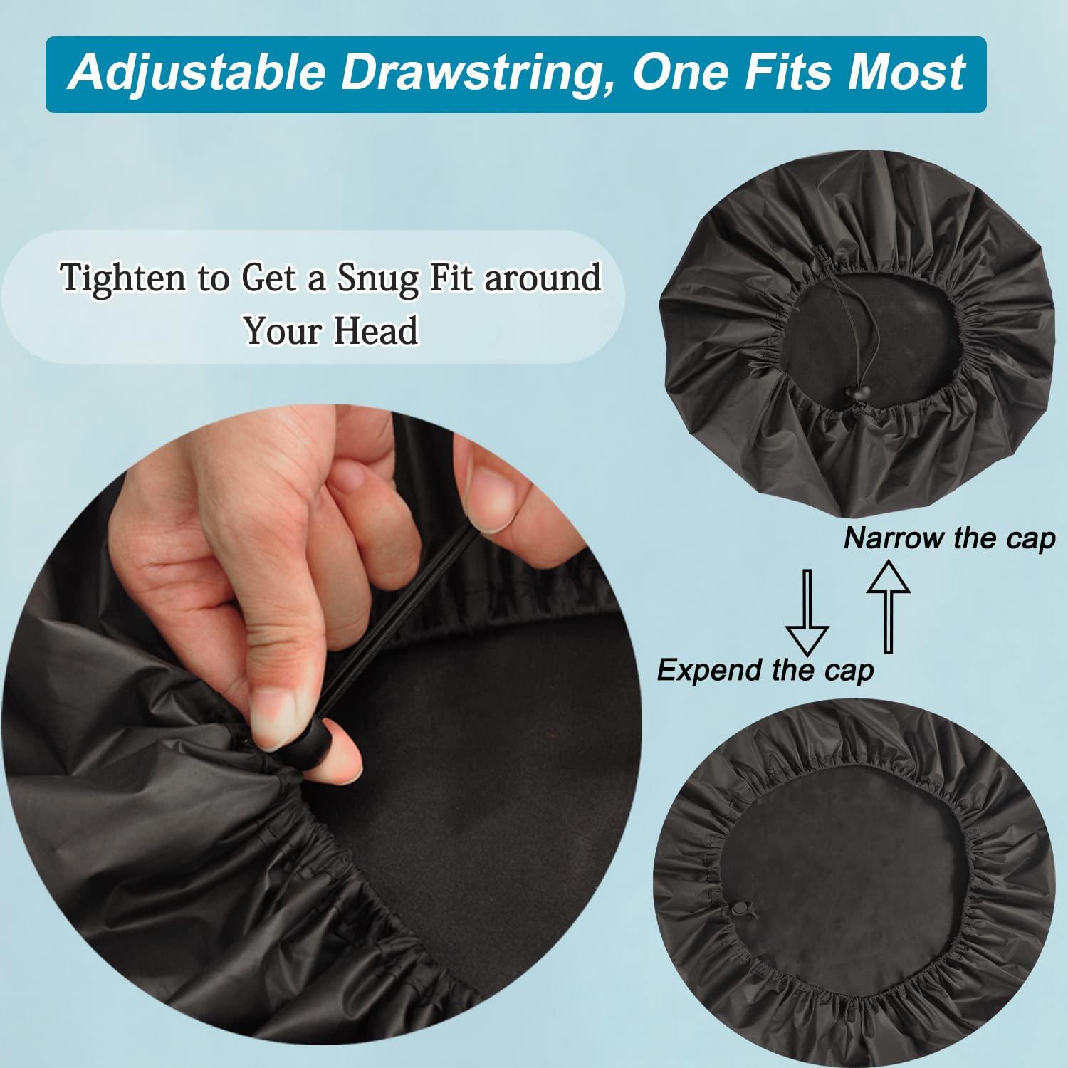 Gorro de Ducha Jumbo Ajustable SHEOMERN XL Impermeable Negro