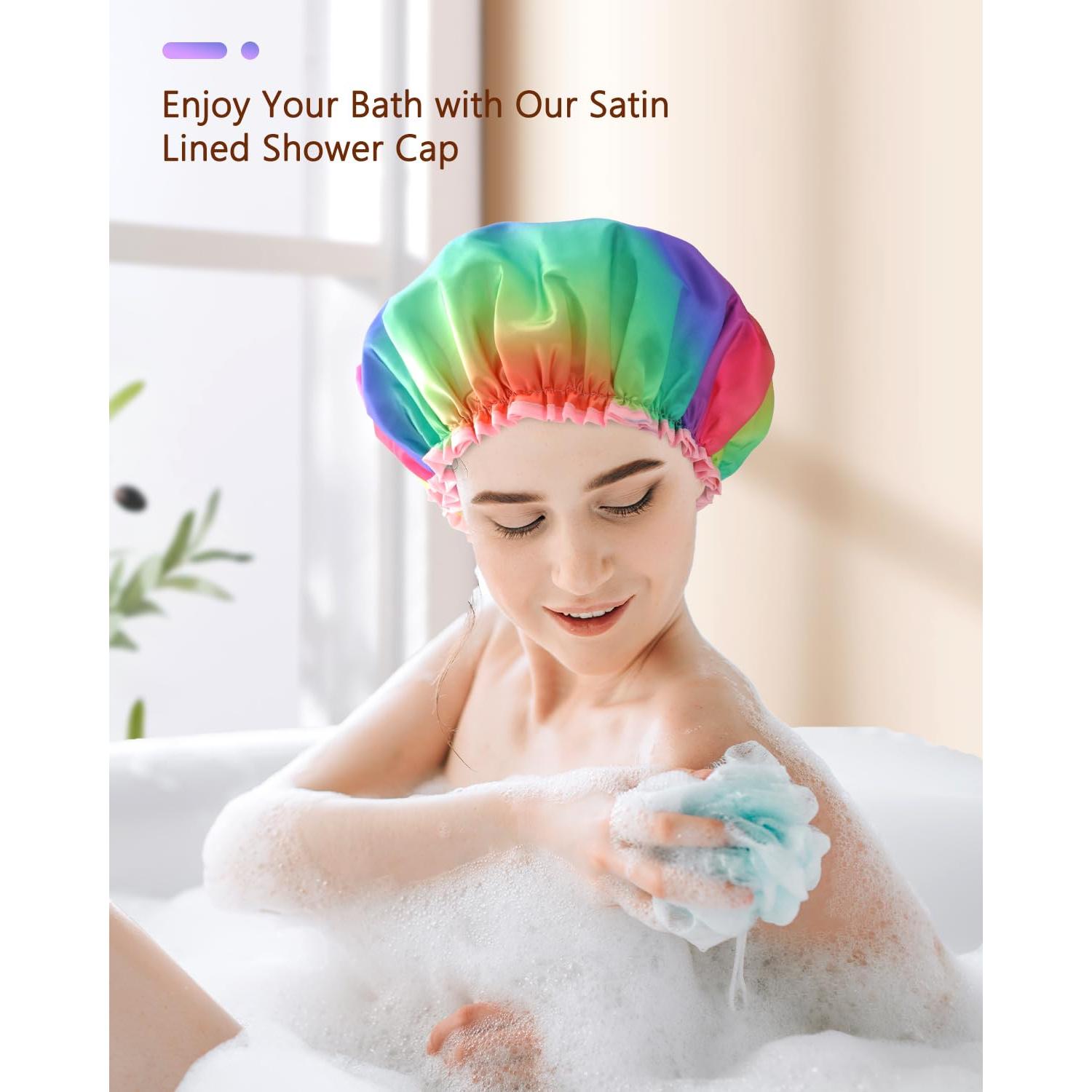 Gorro de Ducha Grande Mikimini Arcoíris XL Impermeable Reutilizable