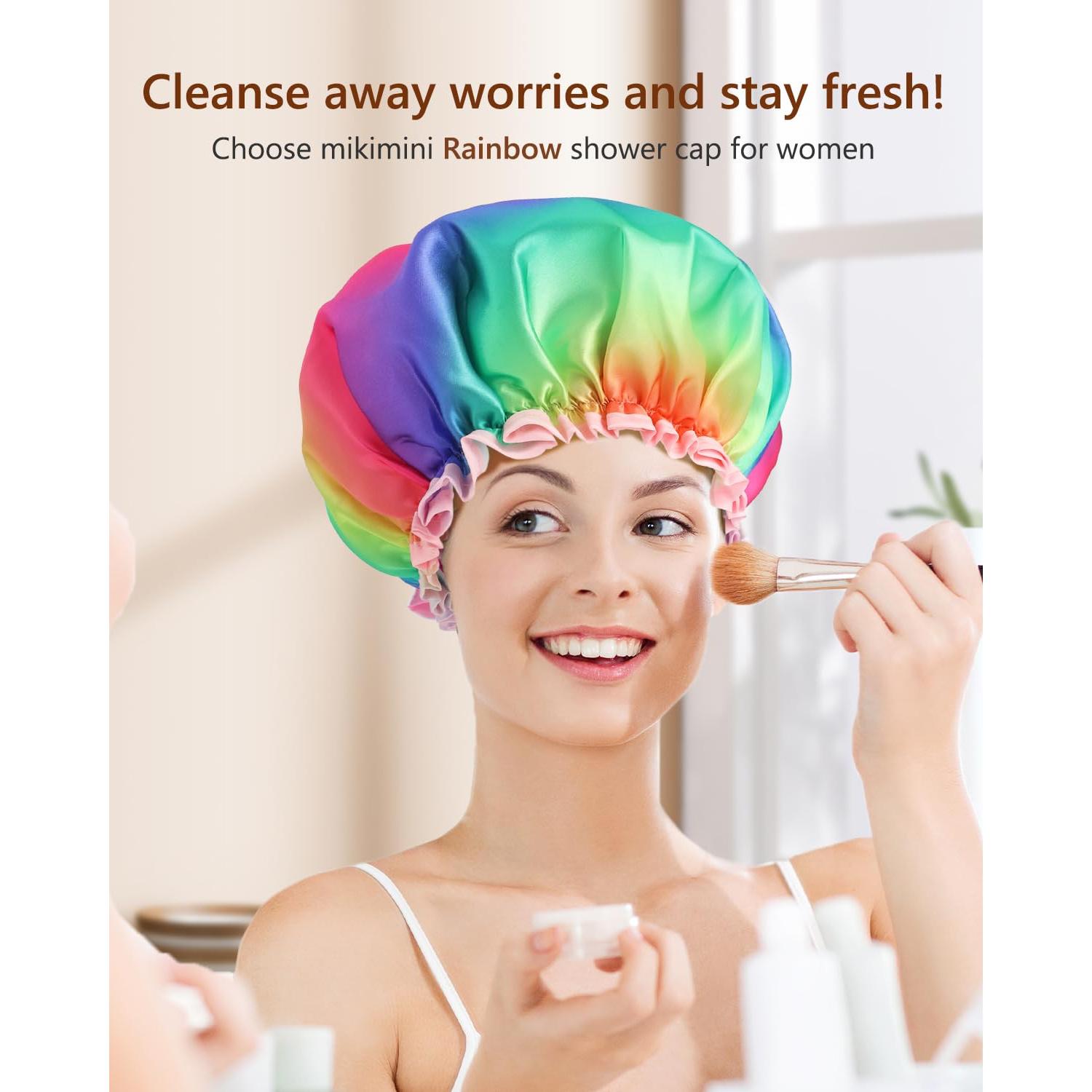 Gorro de Ducha Grande Mikimini Arcoíris XL Impermeable Reutilizable