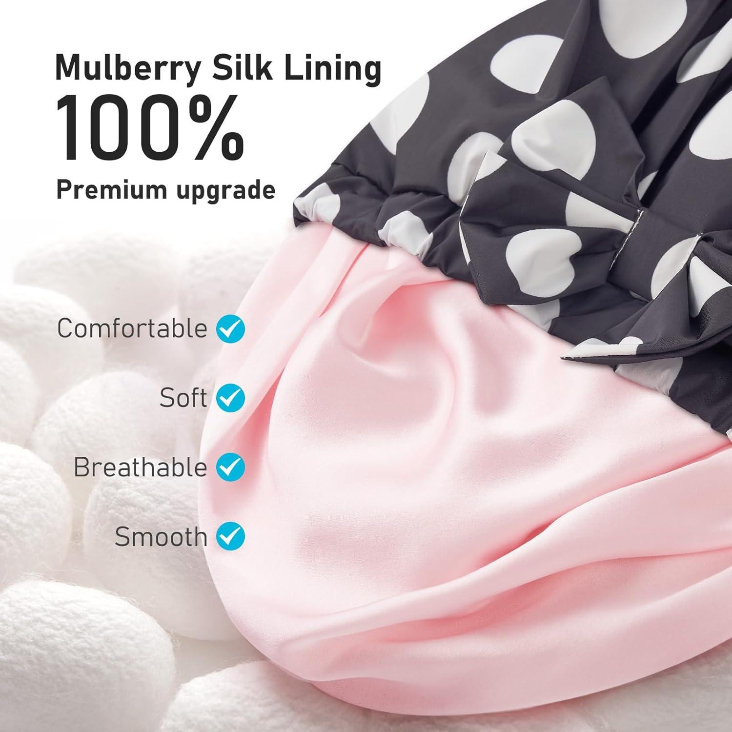 Gorro de Ducha de Seda LitBear Reutilizable Impermeable Puntos Negros