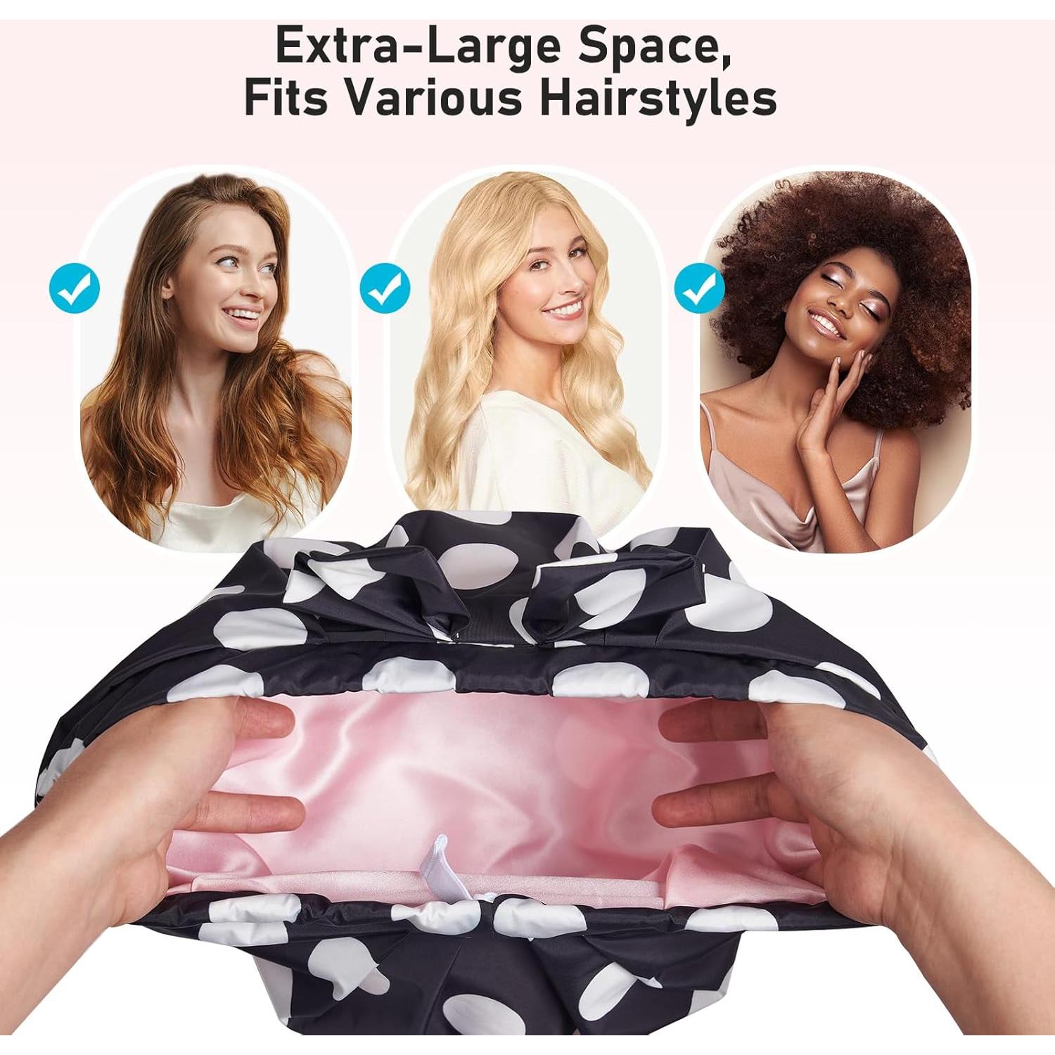 Gorro de Ducha de Seda LitBear Reutilizable Impermeable Puntos Negros