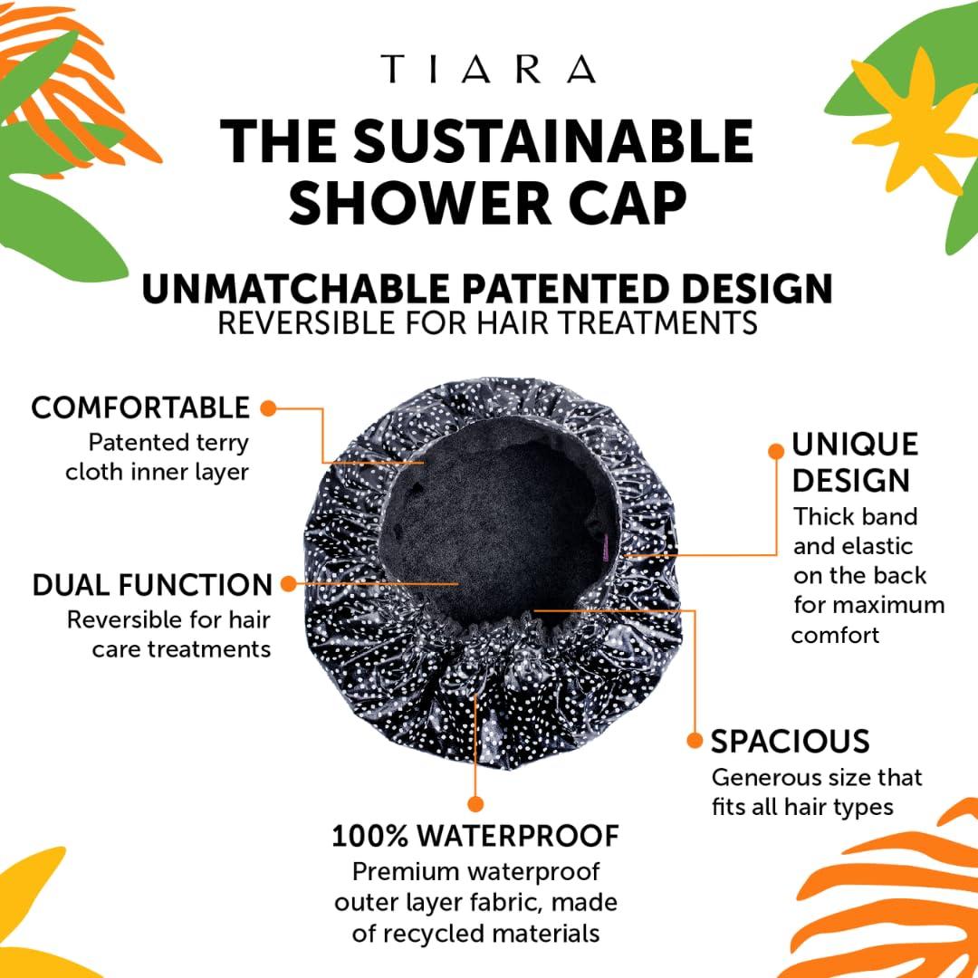 Gorro de Ducha Reutilizable TIARA 2-en-1 Impermeable 13cm