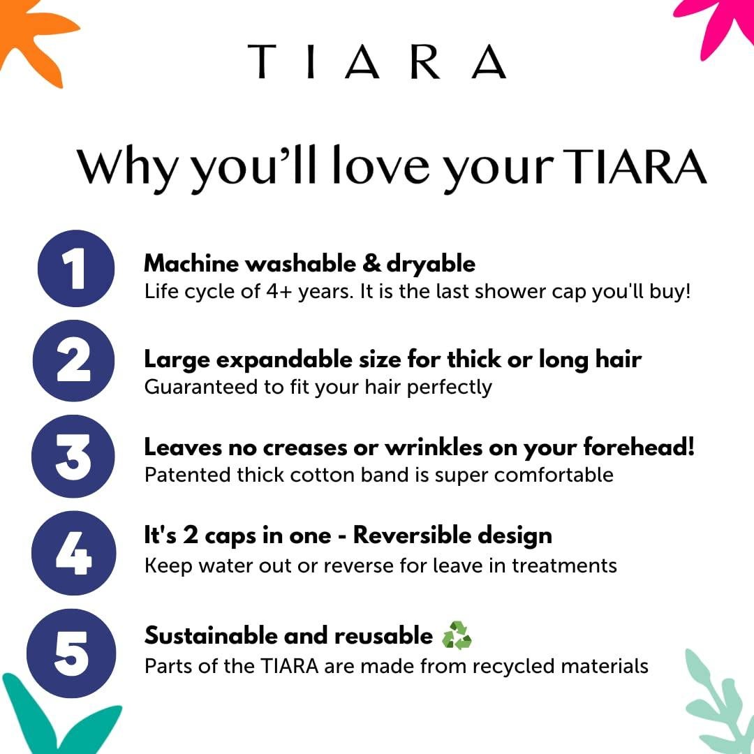 Gorro de Ducha Reutilizable TIARA 2-en-1 Impermeable 13cm