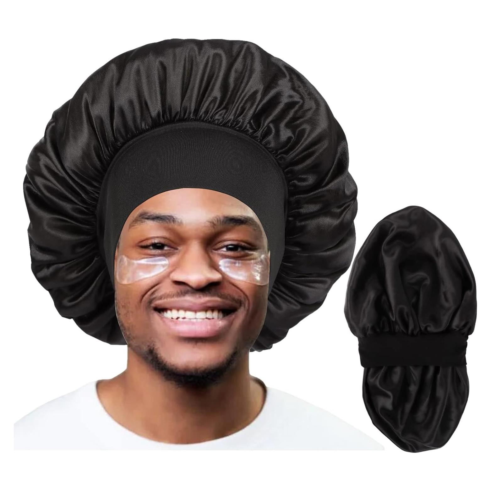 Bonete de satén reversible Himoswis para dormir - Unisex, Negro