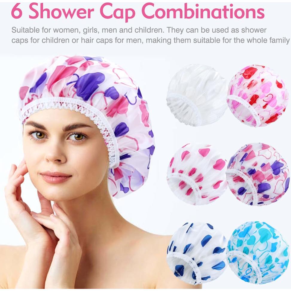 Set de 6 Gorras de Ducha Reutilizables Lawie - Impermeables y Ajustables