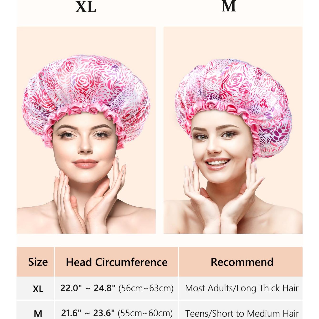 Gorro de Ducha Grande Mikimini XL Doble Capa Impermeable Floral