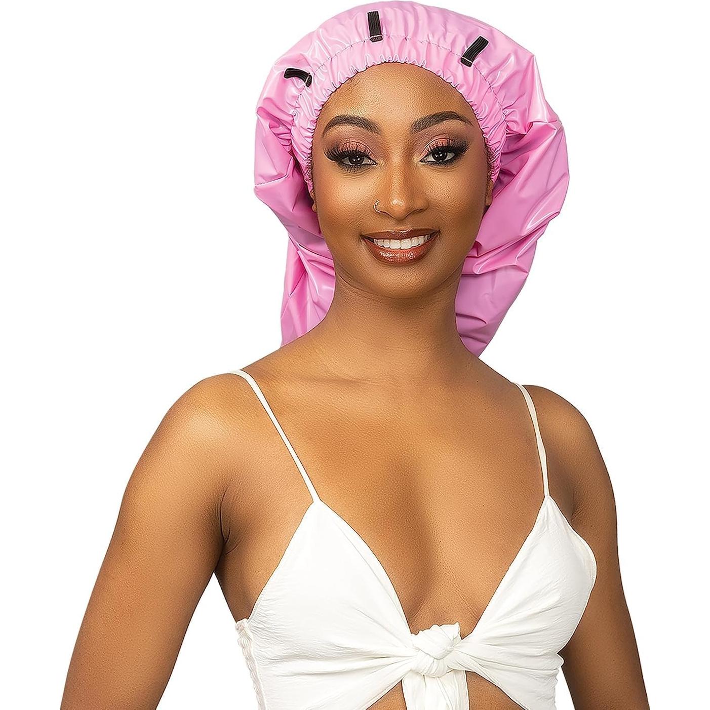 Gorro de Ducha Esha para Cabello Largo Rosa Impermeable