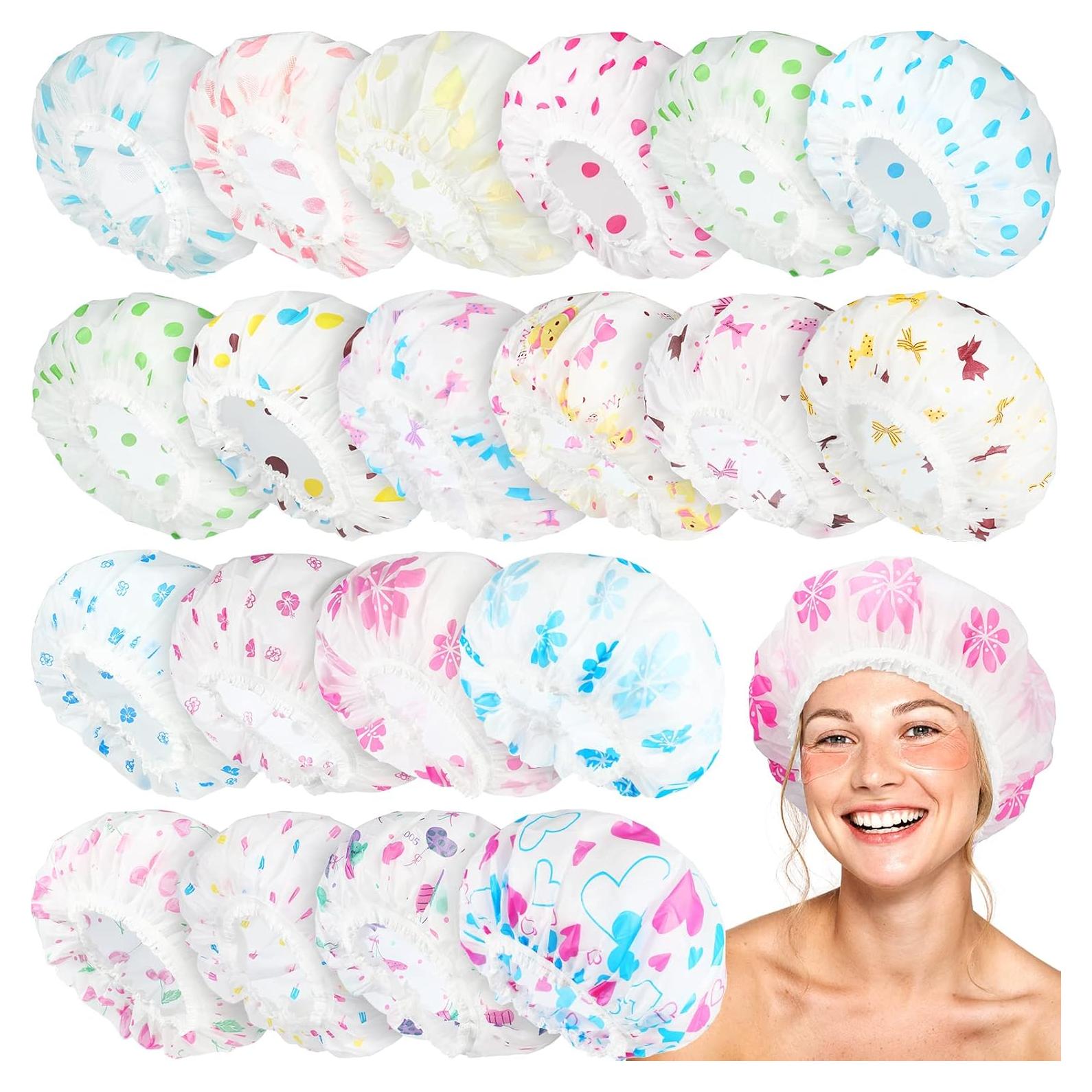 20 Gorras de Ducha Reutilizables Sureio, Impermeables y Elásticas