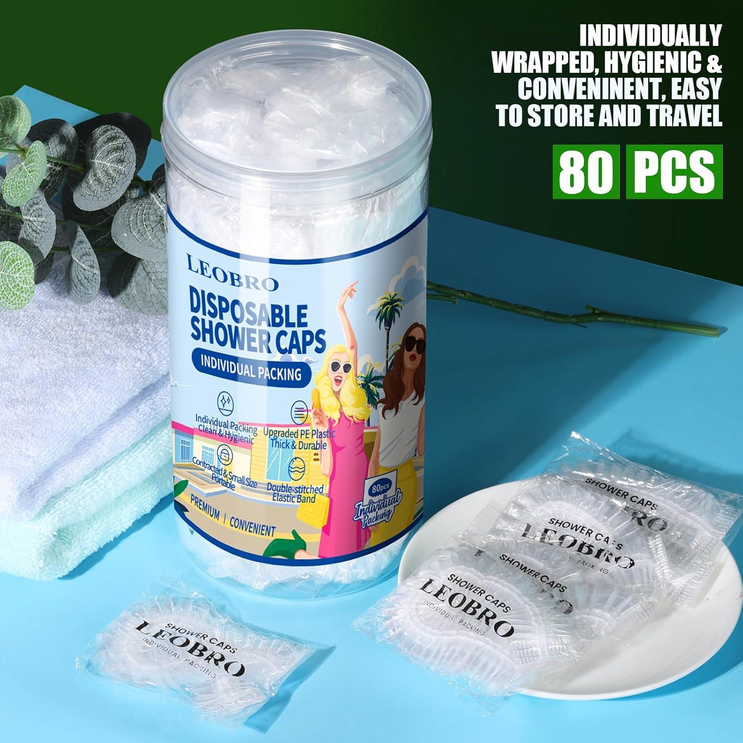 Gorras de Ducha Desechables LEOBRO 80pcs 49cm Plástico