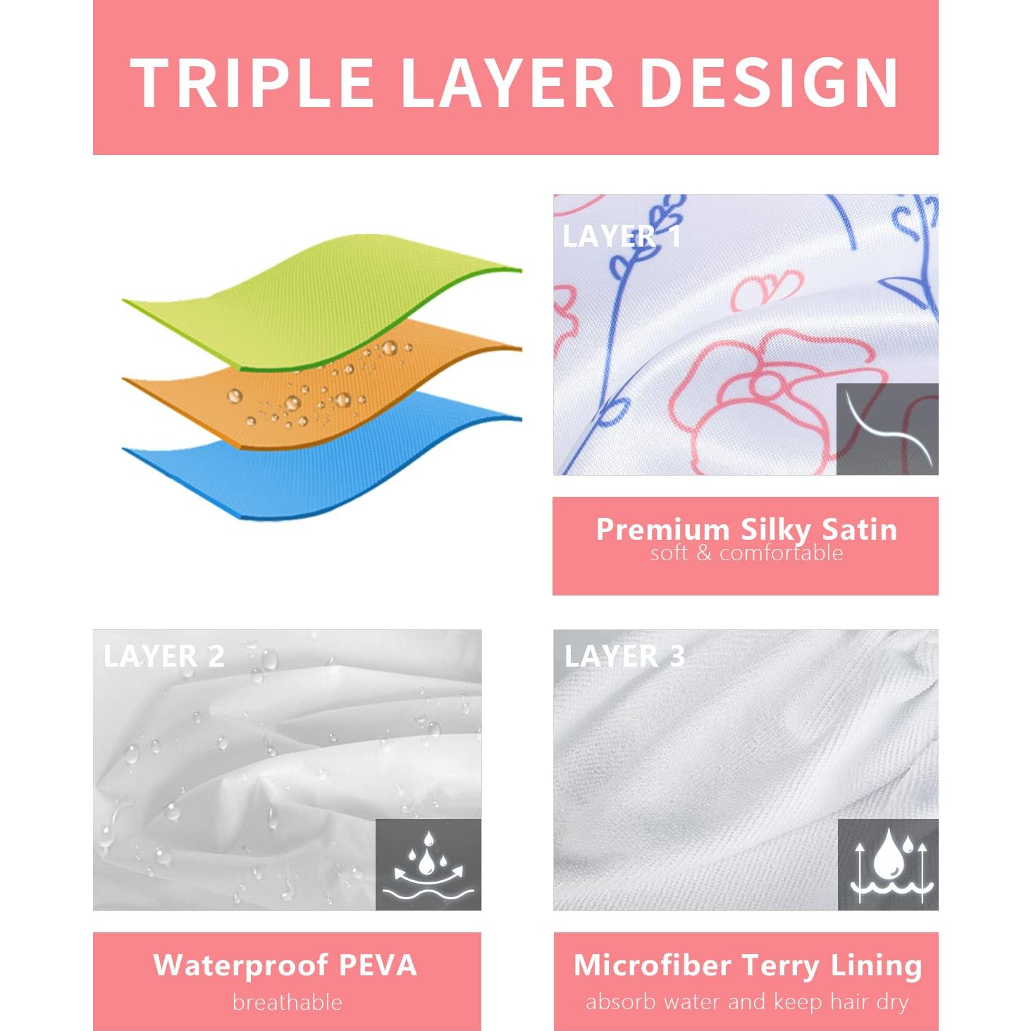 Gorro de Ducha Grande Gootty Triple Capa Impermeable