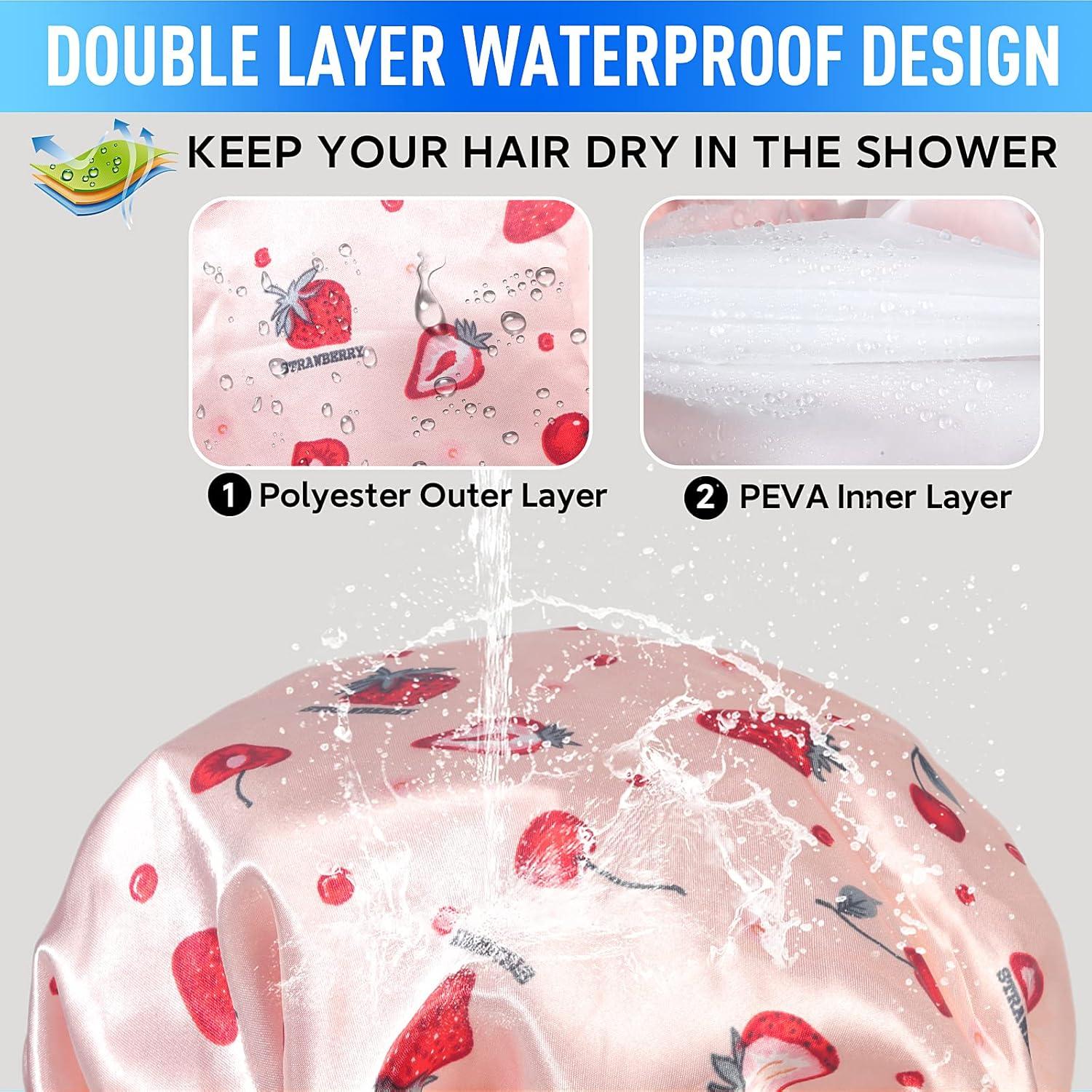 Gorro de Ducha Reutilizable Fishent Ajustable Impermeable Rosa