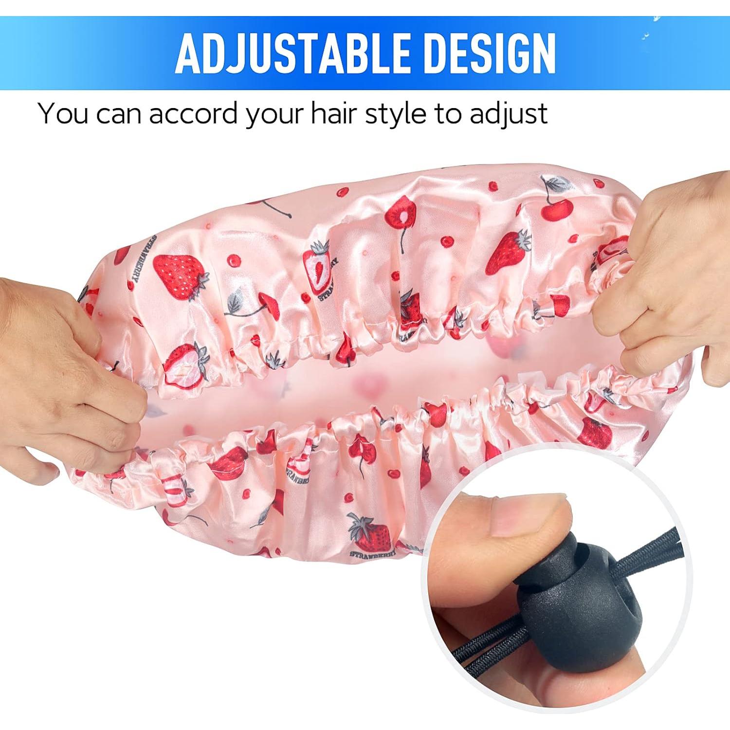 Gorro de Ducha Reutilizable Fishent Ajustable Impermeable Rosa