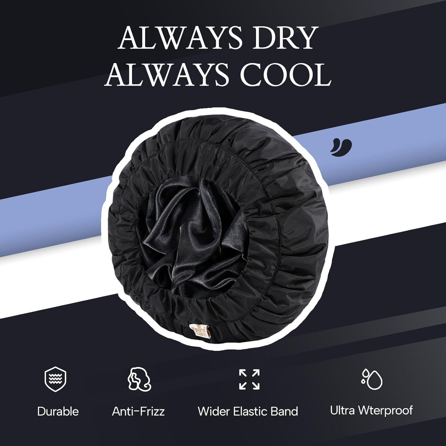 Gorro de Ducha Impermeable Years Calm XL para Hombre - Negro