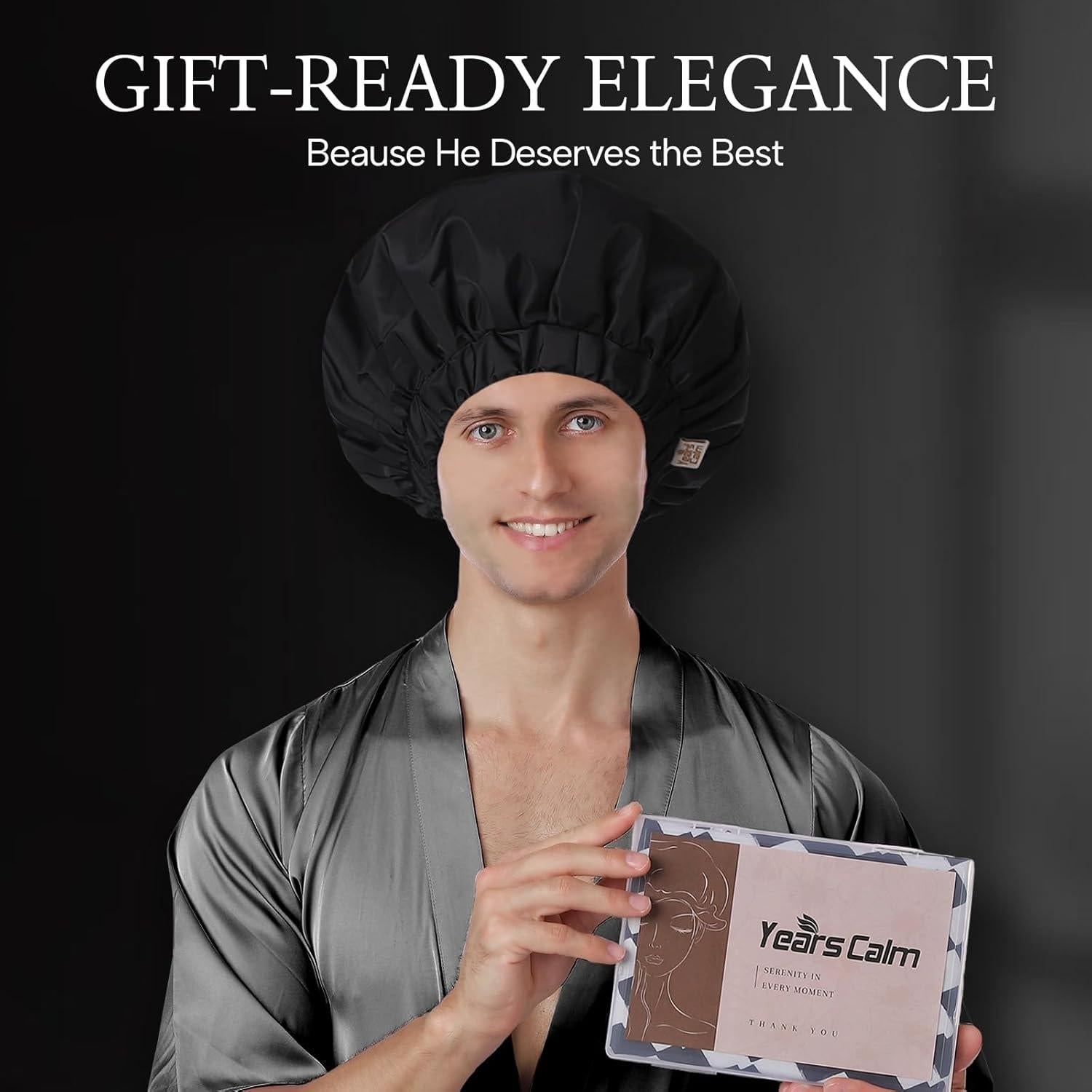 Gorro de Ducha Impermeable Years Calm XL para Hombre - Negro