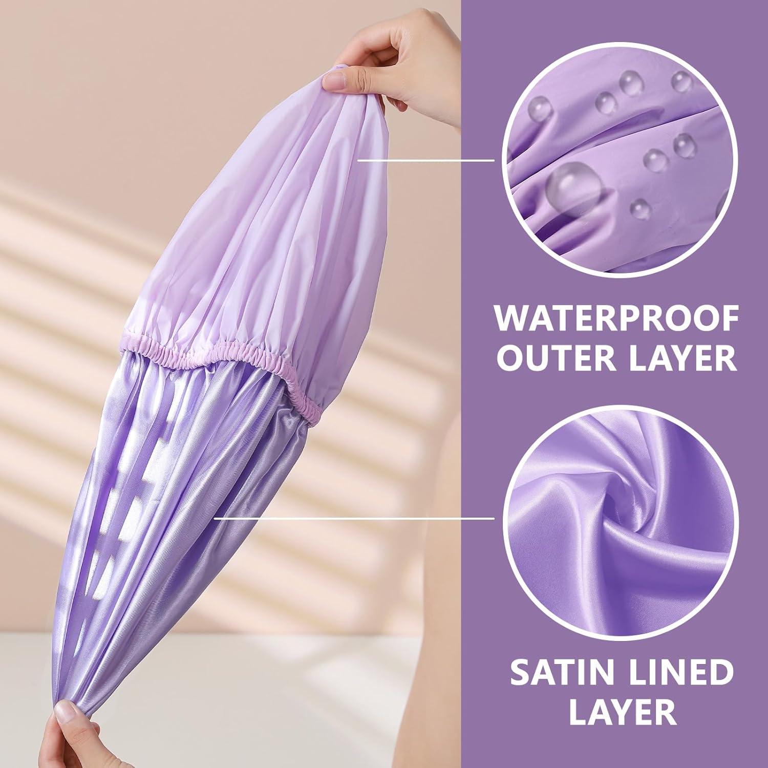 Gorro de Ducha Impermeable YIZIJIZI Grande para Mujeres - Púrpura