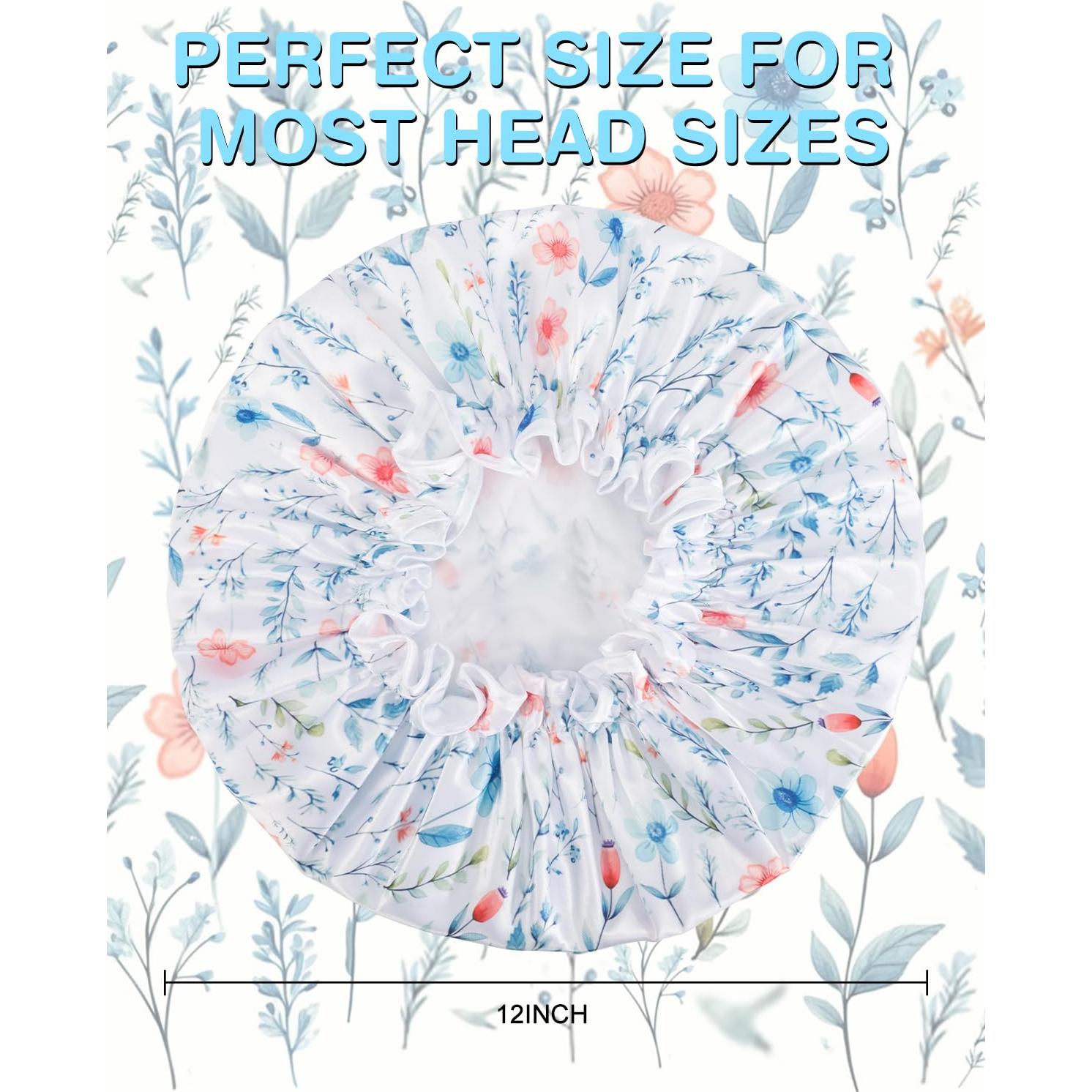 Gorra de Ducha Impermeable Auban Doble Capa para Cabello Largo