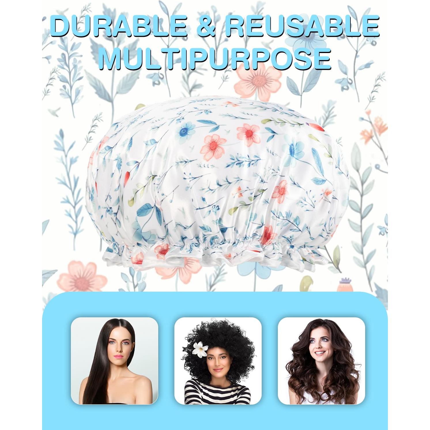 Gorra de Ducha Impermeable Auban Doble Capa para Cabello Largo