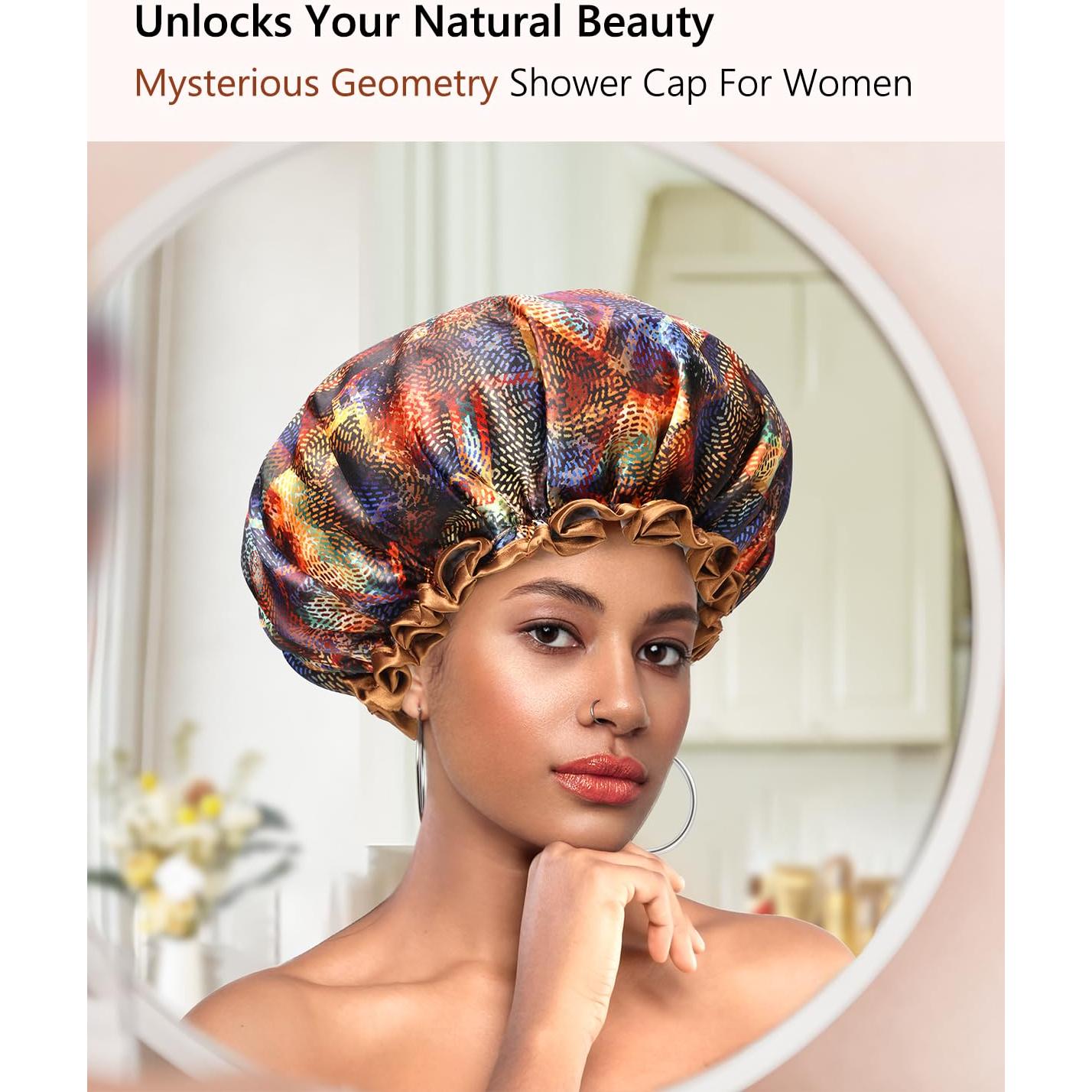 Gorro de Ducha Reutilizable Mikimini XL Marrón Geométrico