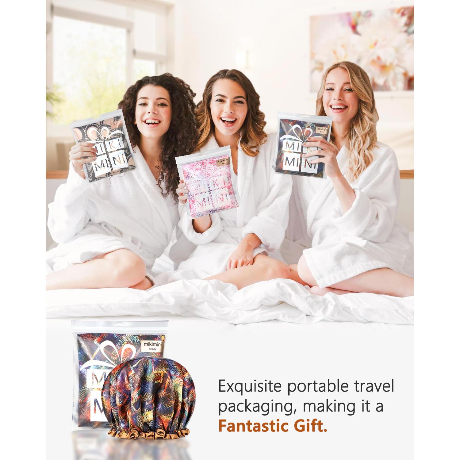 Gorro de Ducha Reutilizable Mikimini XL Marrón Geométrico