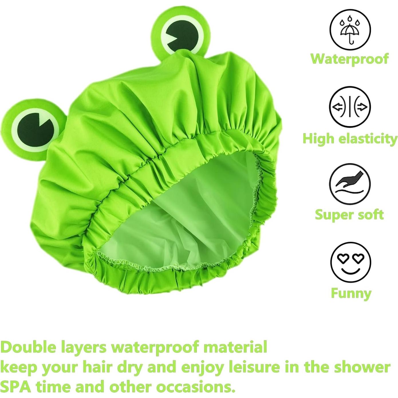 Gorro de Ducha Impermeable LamaMe Doble Capa Verde Rana