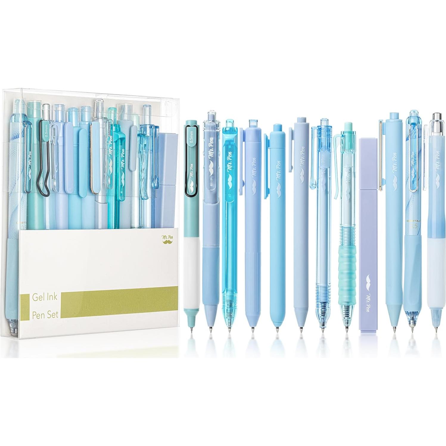 Juego de bolígrafos de gel Mr. Pen 12 unidades azul pastel