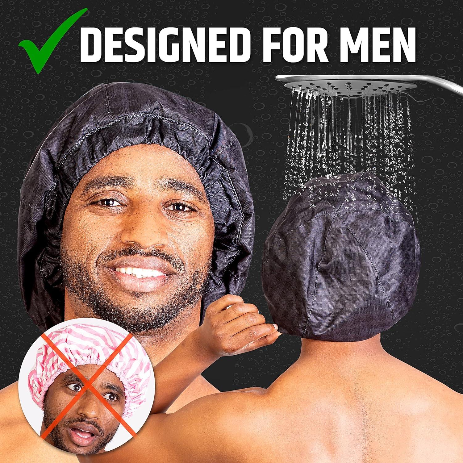 Gorro de Ducha Hairsome Negro para Hombres - Impermeable y Ajustable