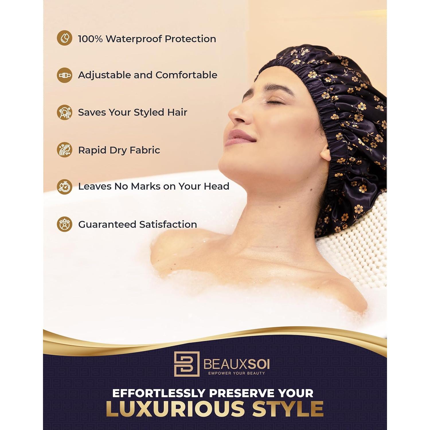 Gorro de Ducha Reutilizable BEAUXSOI Floral a Prueba de Agua