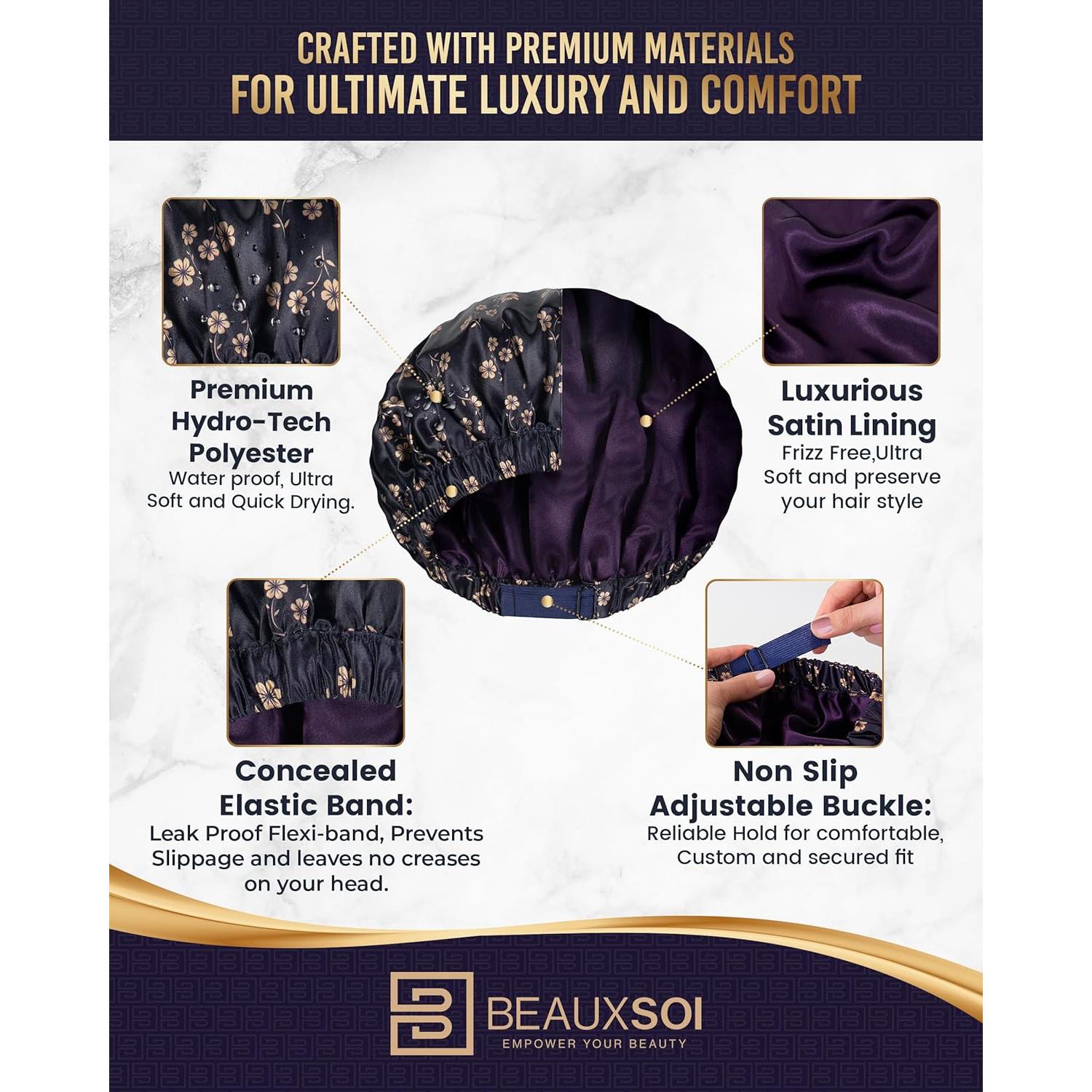 Gorro de Ducha Reutilizable BEAUXSOI Floral a Prueba de Agua