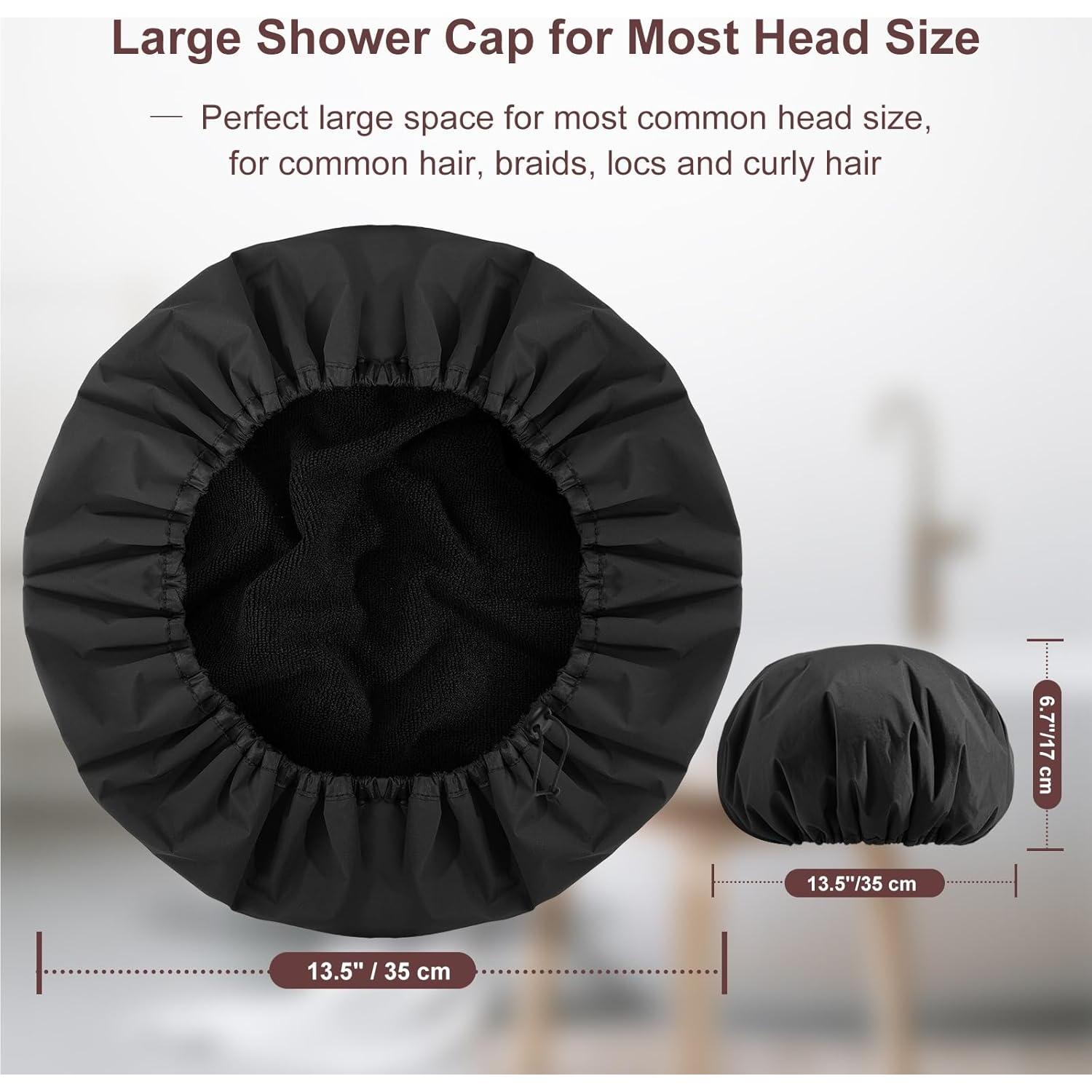 Gorro de Ducha Impermeable Doble SHEOMERN con Forro de Toalla