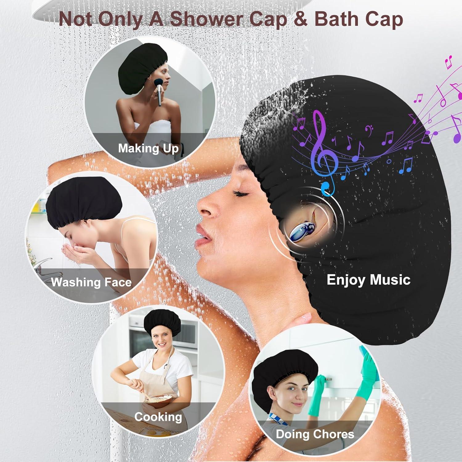 Gorro de Ducha Impermeable Doble SHEOMERN con Forro de Toalla