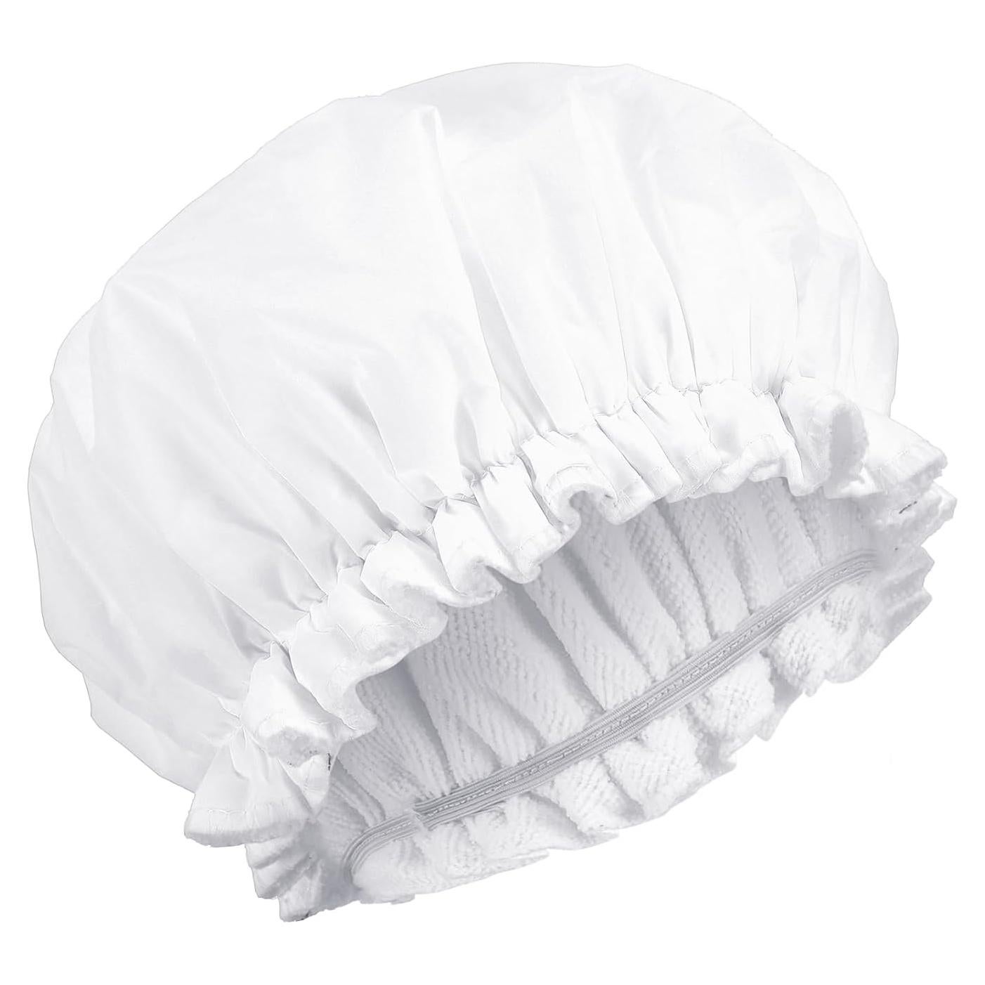 Gorro de Ducha Impermeable Abeillo Doble Capa Terry Blanco