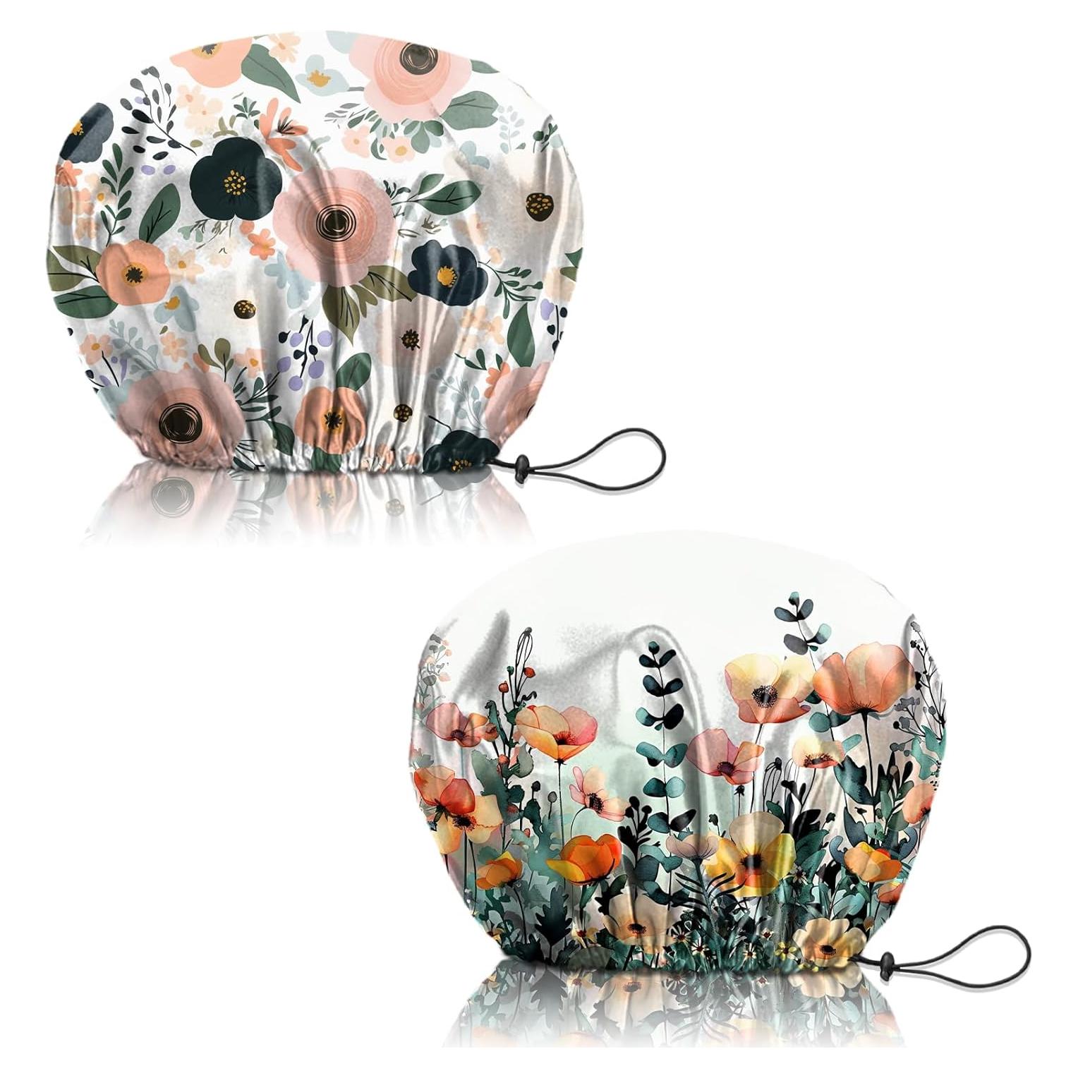 Gorro de Ducha Reutilizable Deokke Doble Capa Ajustable Floral