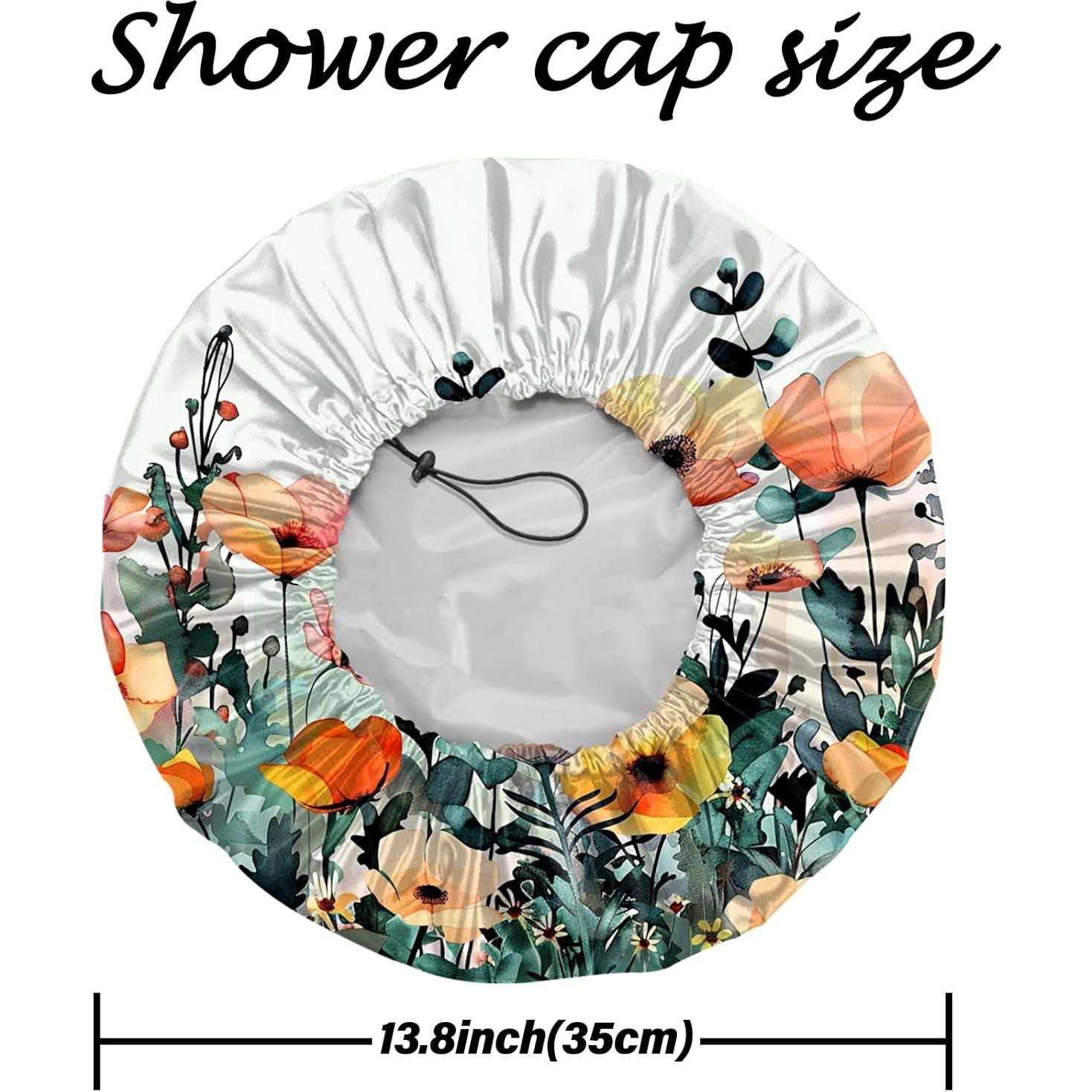 Gorro de Ducha Reutilizable Deokke Doble Capa Ajustable Floral