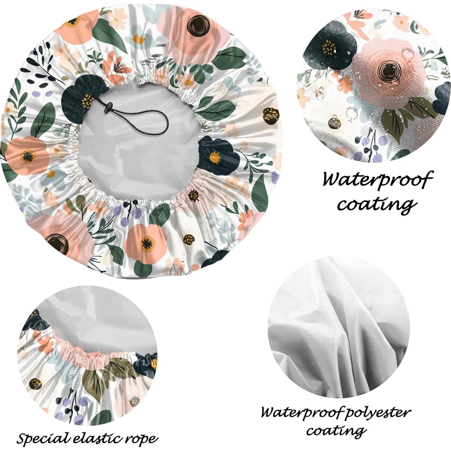 Gorro de Ducha Reutilizable Deokke Doble Capa Ajustable Floral