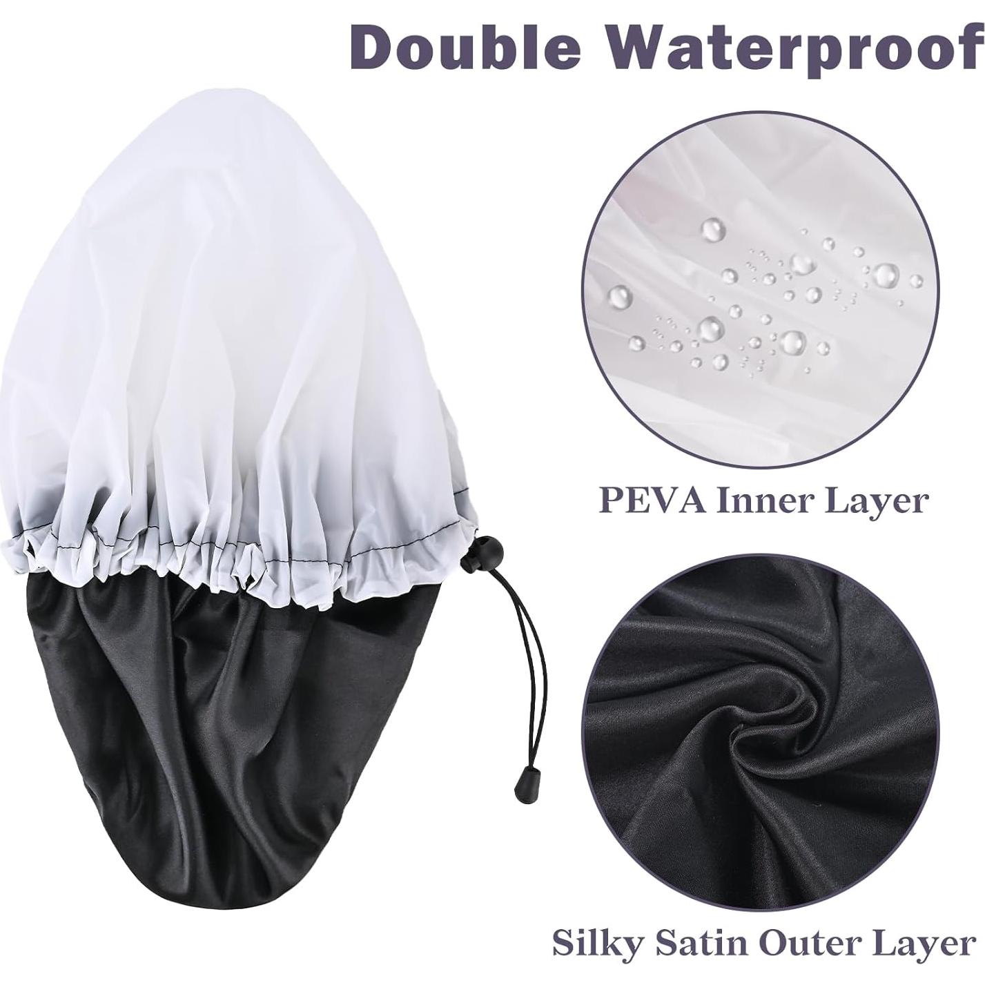 Gorro de Ducha Impermeable Yonchic Doble Capa Ajustable Negro