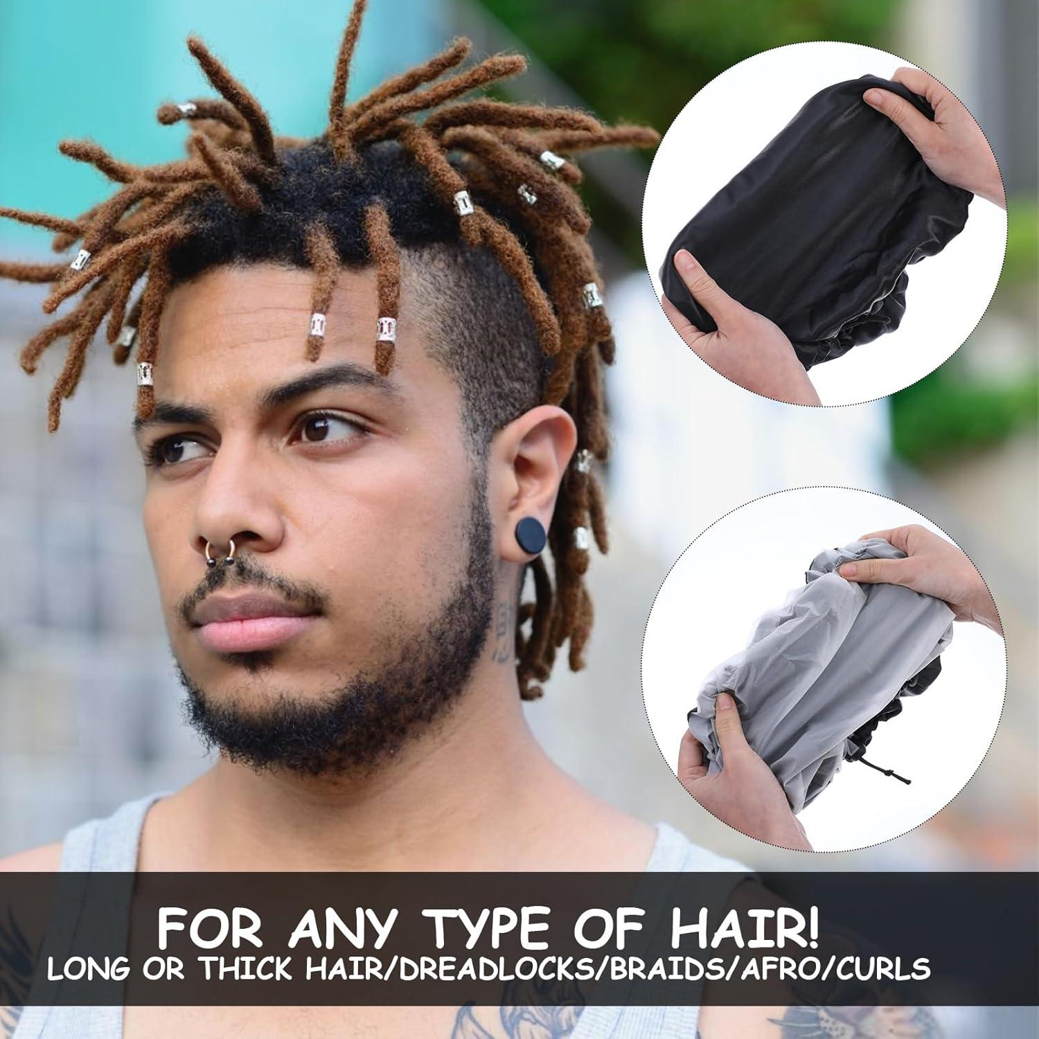 Gorro de Ducha Impermeable Abeillo de Satén Negro Ajustable